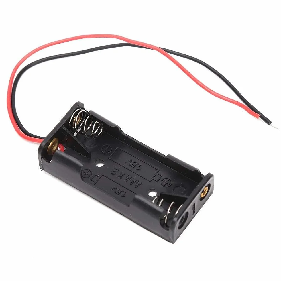 10 sztuk 2 x AAA, pojemnik na baterie z tworzywa sztucznego z kablem do zabawek elektronicznych, urządzeń gospodarstwa domowego, komora baterii, 2 x AAA (2 węzły)