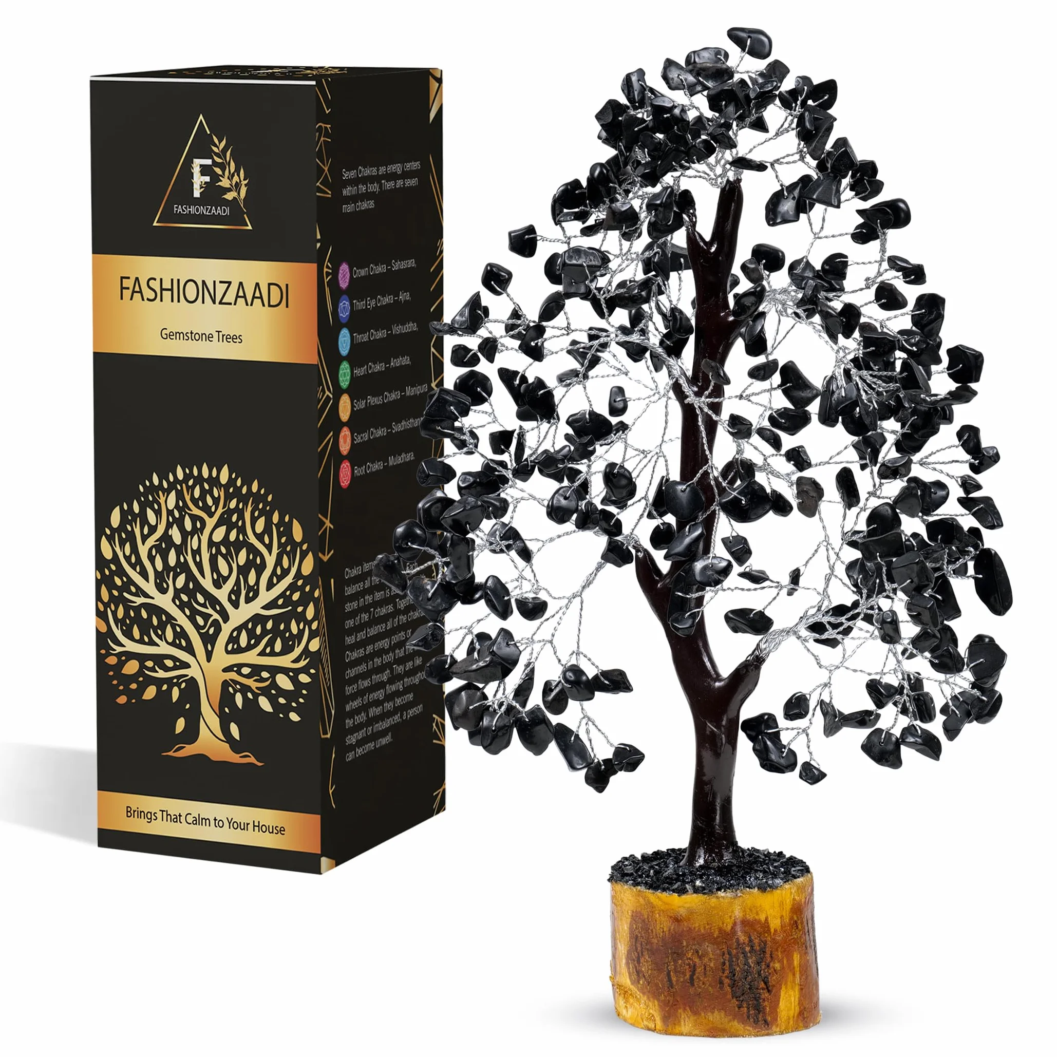 Czarny Turmalin Drzewo Z Kamieni Szlachetnych Srebrny Drut Feng Shui Bonsai Kryształy Reiki Uzdrawiająca Czakra Dekoracja