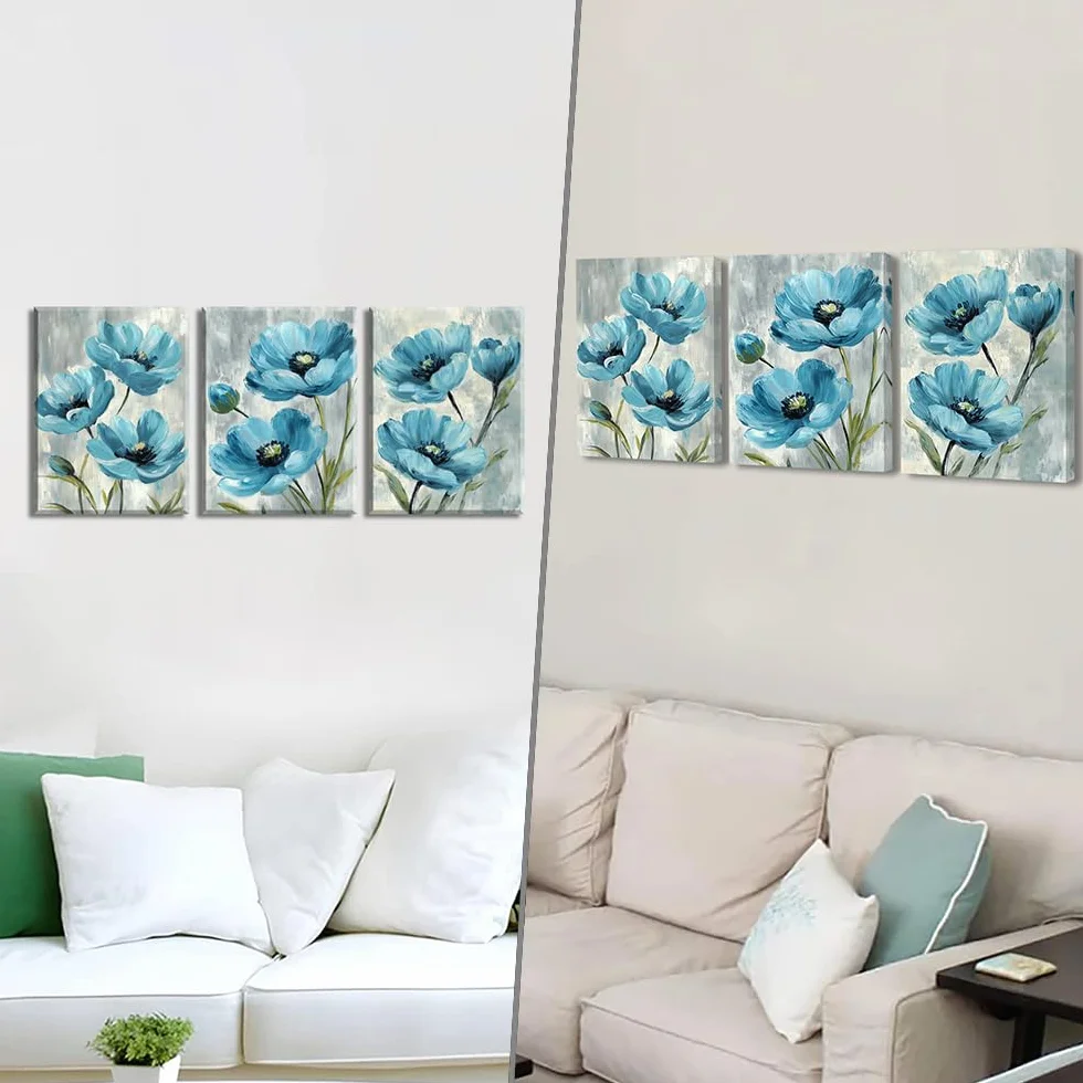 Piy Painting Kwiatowa Sztuka ścienna Na Płótnie, Romantyczne Obrazy Na Płótnie, Niebieski Obraz ścienny, Nowoczesne Dzieło Sztuki, Obraz Do Salonu, Pomieszczeń Wypoczynkowych I Sypialni