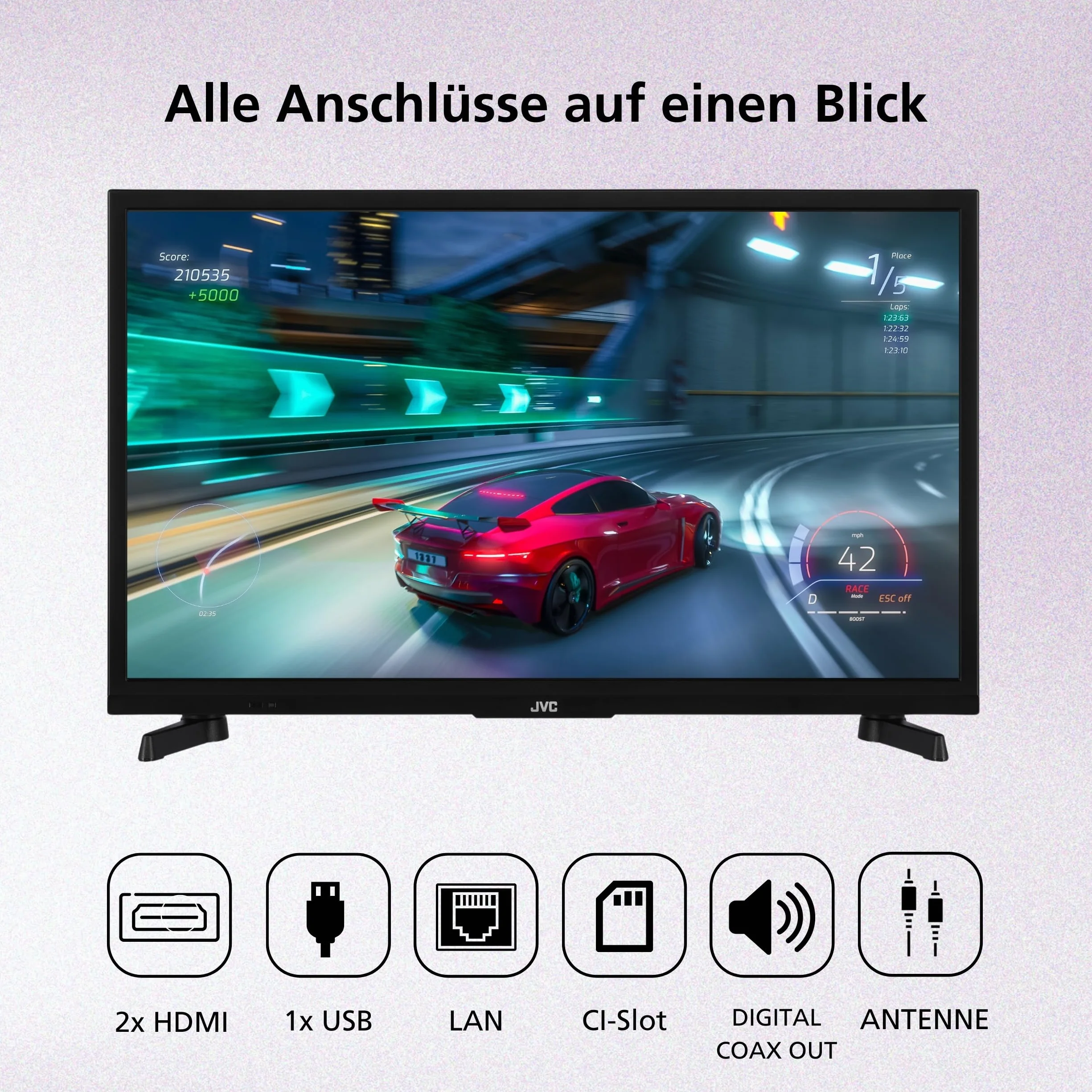 JVC Fire TV LT-24VRH3555 (2026) Fire TV, HD, Smart TV, HDR, sterowanie głosowe Alexa i potrójny tuner LED