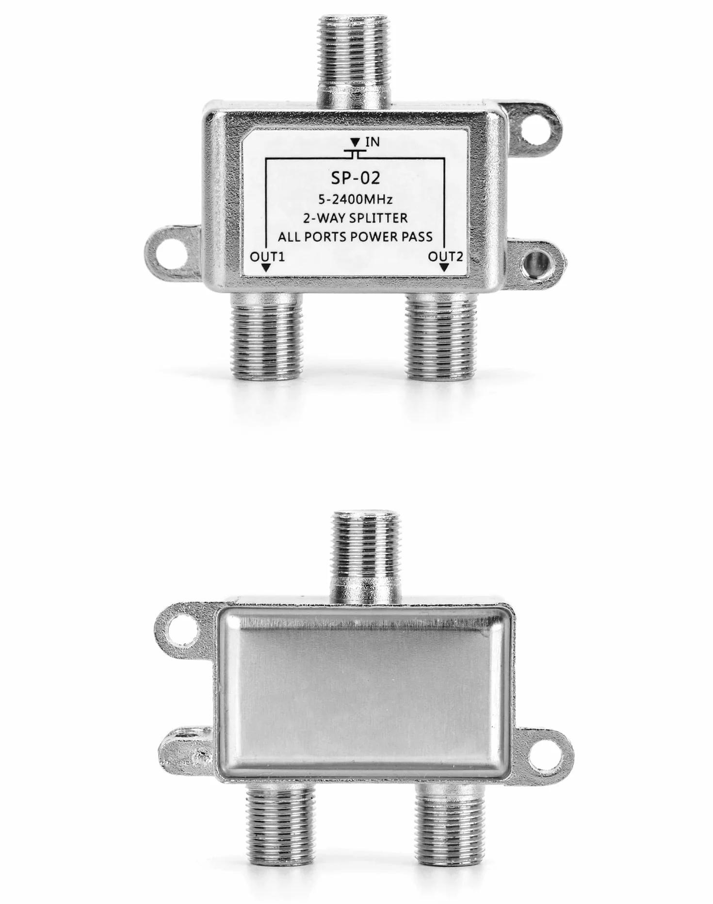 QWORK® Sat rozproszony, 2-drożny split, do systemów satelitarnych, w tym adapter + kabel + 2 x wtyk F do wtyku koncentrycznego + 3 x gniazdo F do złącza koncentrycznego