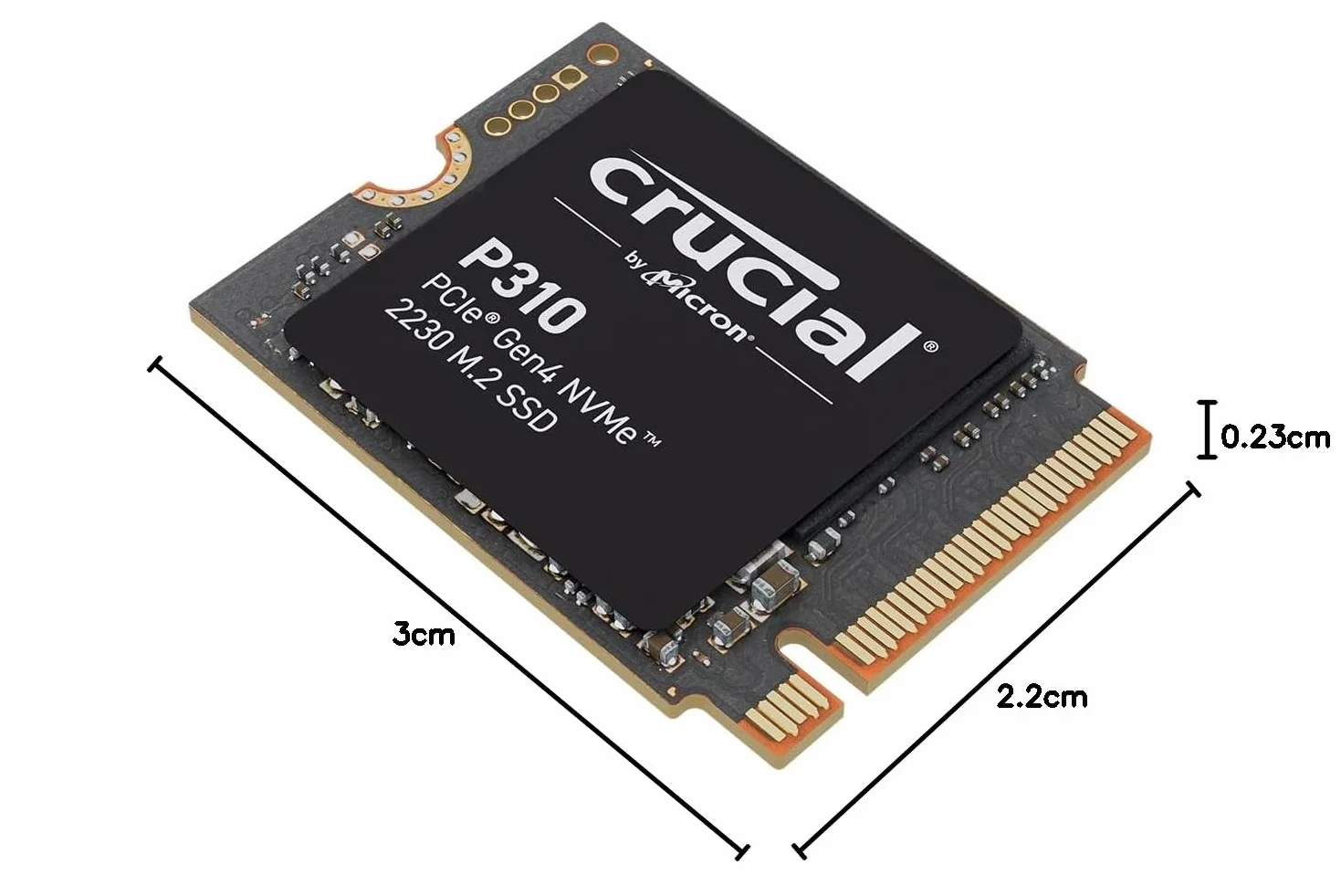 Crucial P310 SSD 1TB M.2 2230 NVMe PCIe Gen4 wewnętrzny SSD, do 7100 MB/s, kompatybilny z Steam Deck, ASUS ROG Ally, MSI Claw i Microsoft Surface, dysk półprzewodnikowy CT1000P310SSD2