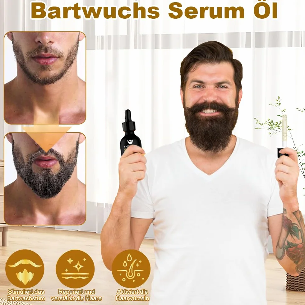 Zestaw do porostu brody z derma rollerem, serum i olejkiem