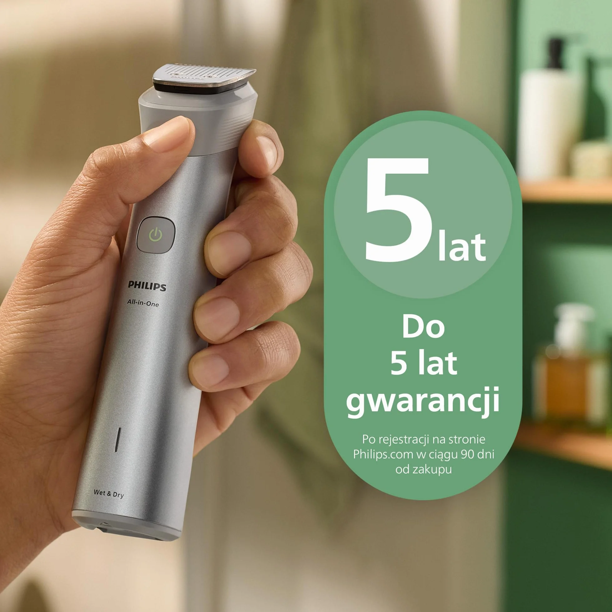 11-elementowy trymer Philips Multigroom All-in-One z serii 5000: trymer do twarzy, głowy i ciała, samoostrzące się metalowe ostrza, 17 ustawień długości (0,5-16 mm), model MG5951/15
