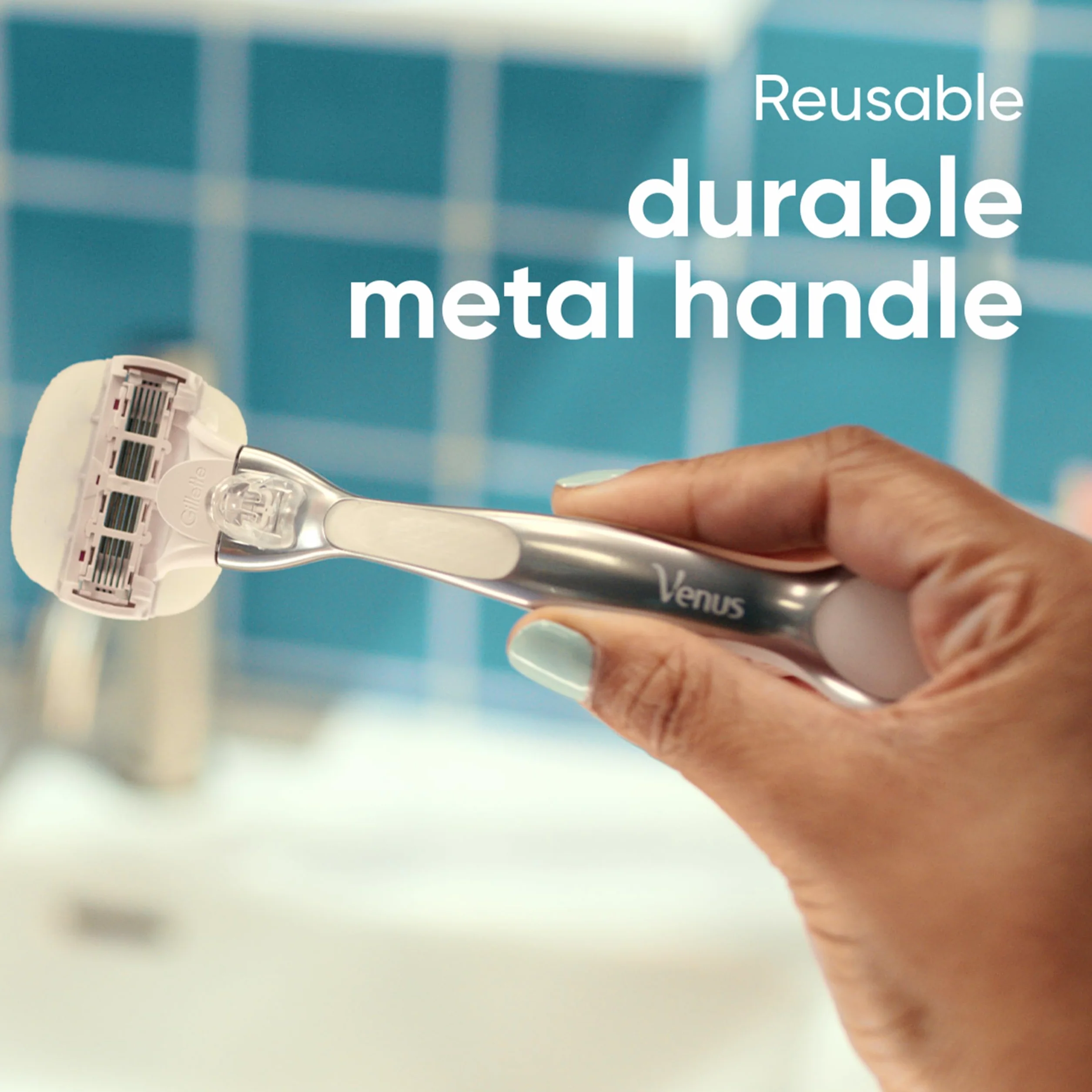 Gillette Venus Pro ComfortGlide Sensitive golarka damska z nutą aloesu, 3 zapasowe ostrza, trwała metalowa rączka i uchwyt prysznicowy