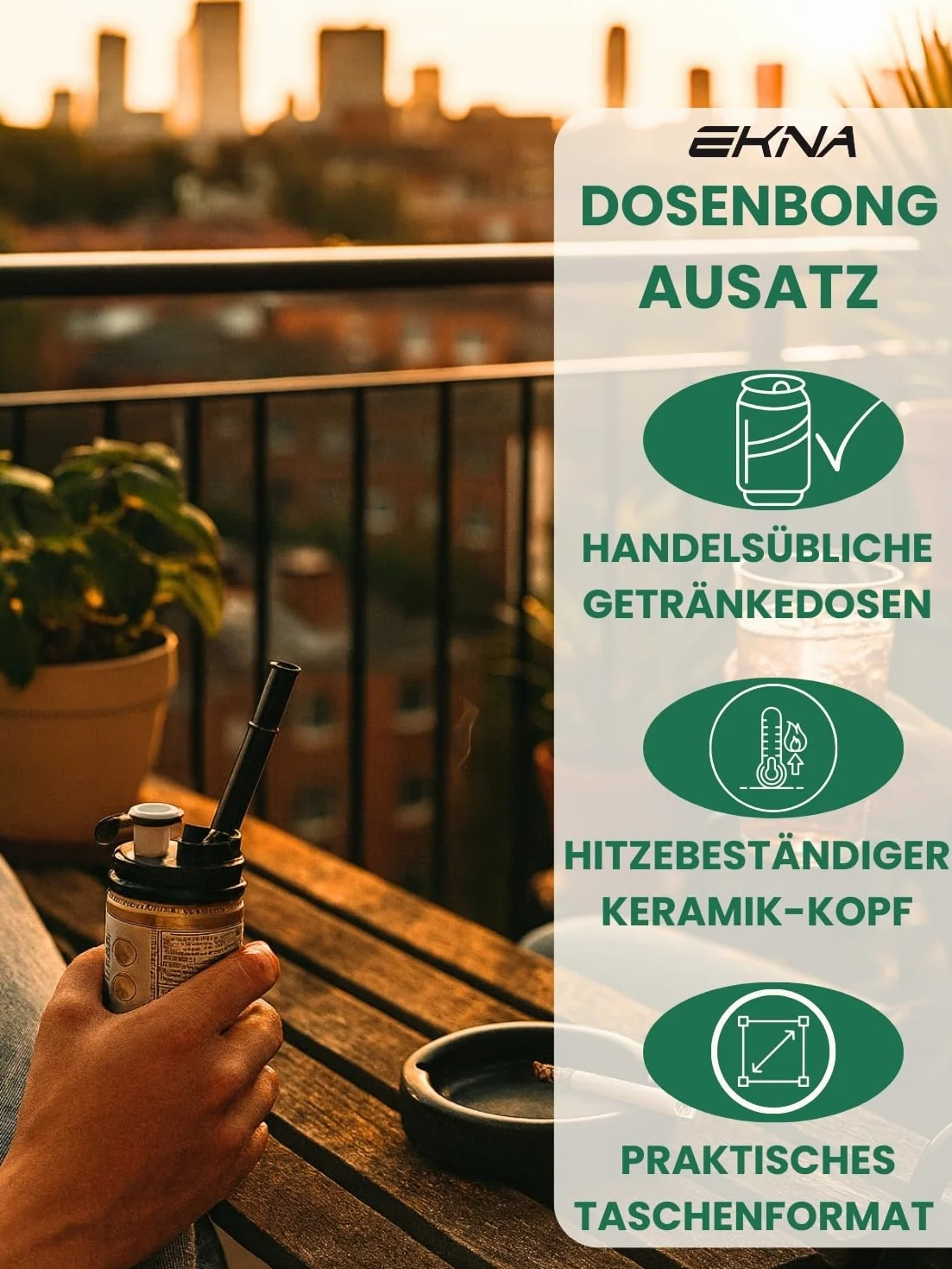 EKNA Przenośne bongo nasadka do puszki