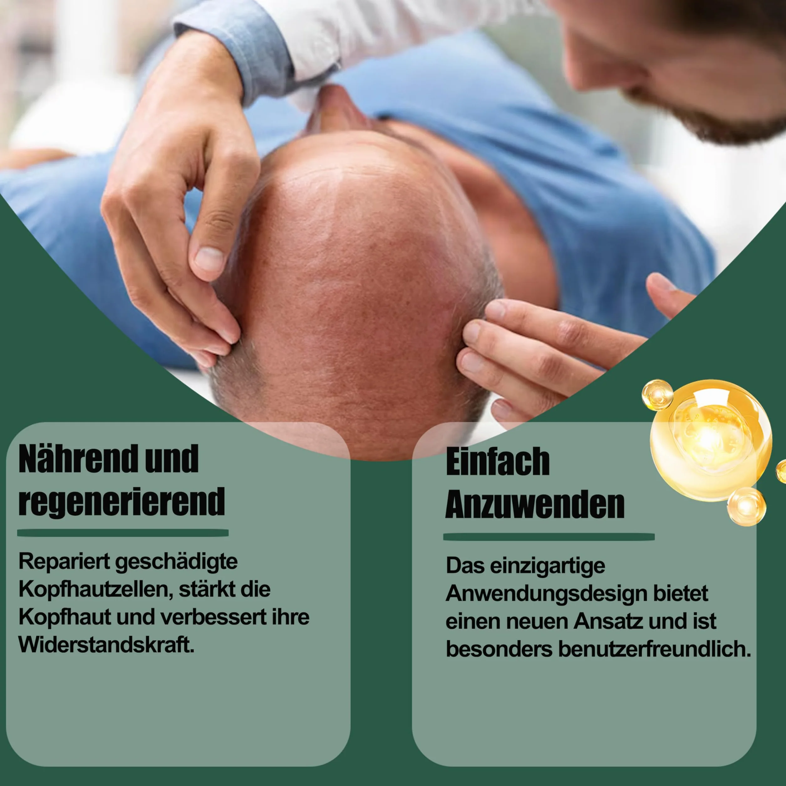 Pielęgnujący krem na łysinę i spray do pielęgnacji skóry głowy - zestaw, krem do pielęgnacji skóry głowy, pielęgnujący spray dla łysych, nawilżająca pielęgnacja łysej głowy, odświeżający i