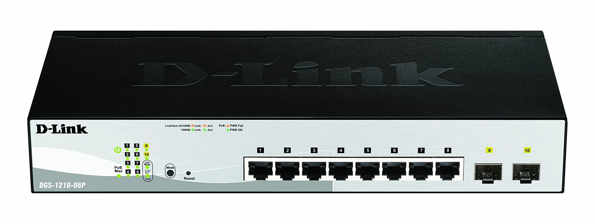 D-Link DGS-1210-08P/E Gigabit Smart Switch (8-portowy, 2x SFP, 65 W PoE-budżet)