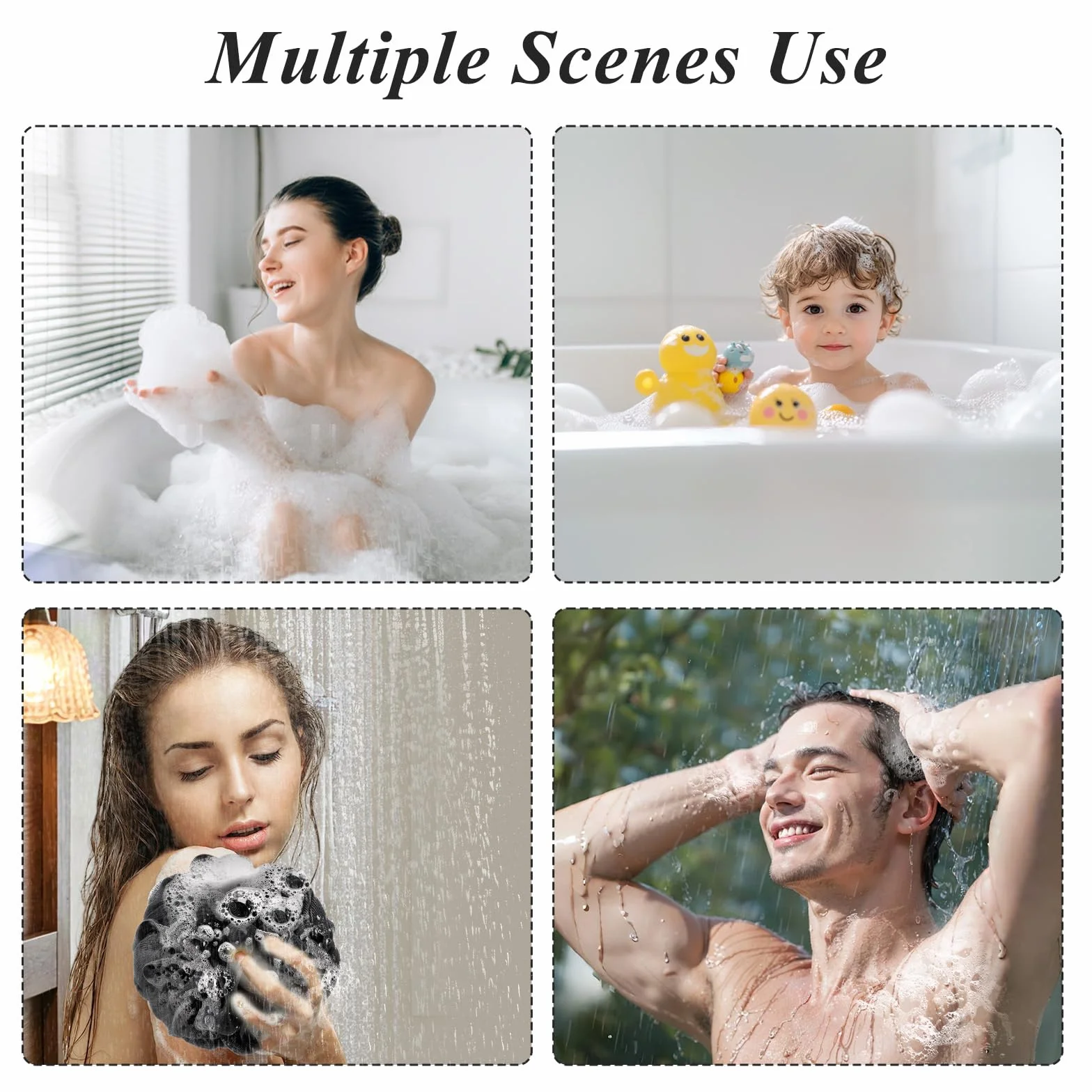 flintronic 4-pak Loofah Shower Puff, 50 g gąbka do kąpieli, miękka pufa prysznicowa, luffa kąpielowa dla mężczyzn i kobiet, do czyszczenia ciała i peelingu