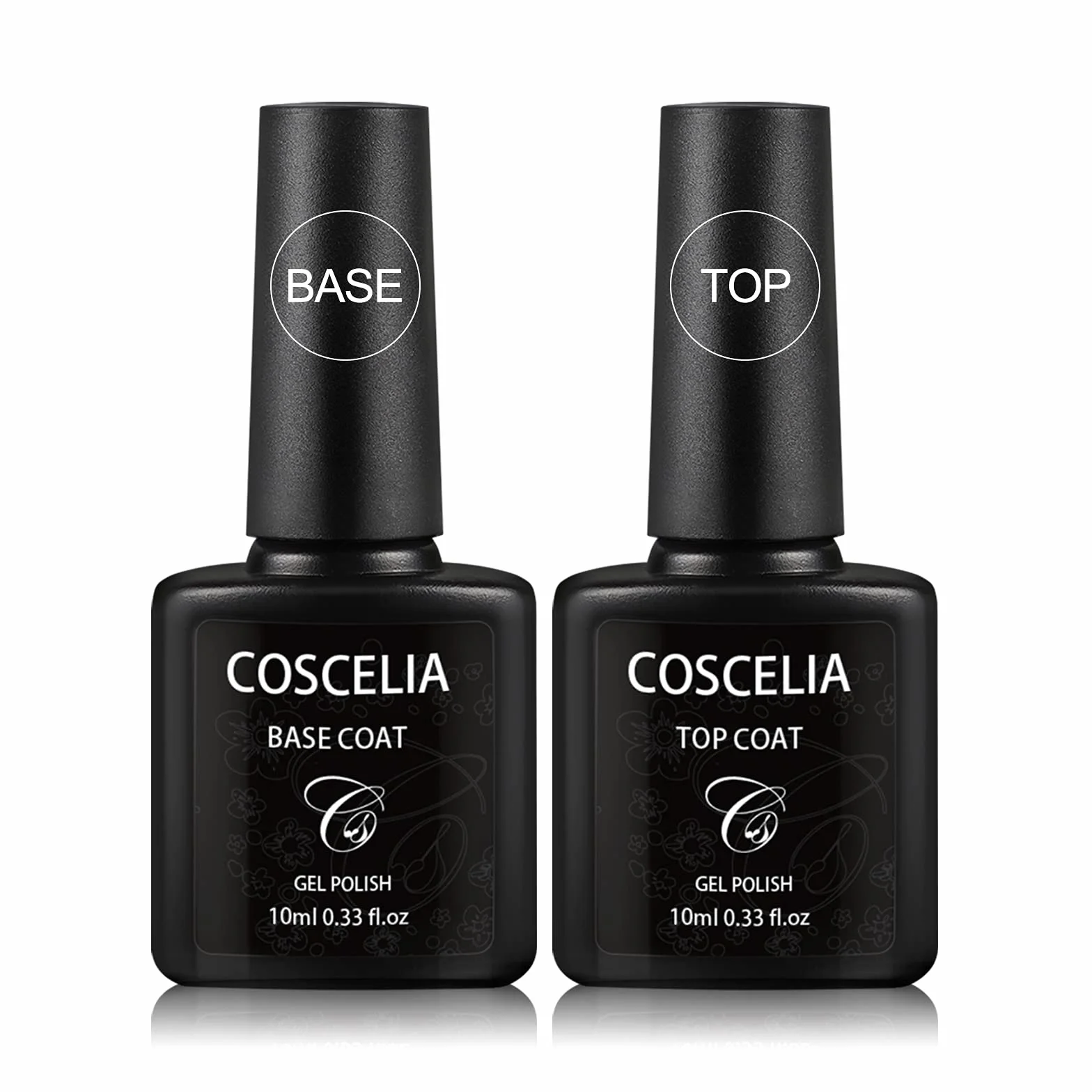 Coscelia Lot Base Coat i Top Coat 2-kawałkowy, 10ml półtrwały podkład żelowy bezkwasowy długo działający Base Top Coat