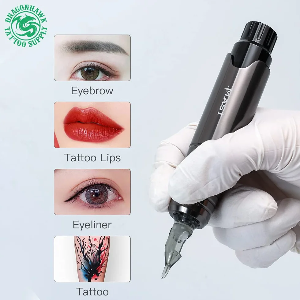 Mast P10 Rotary Tattoo Pen Machine Microblading Pen Style Tattoo Machine for Eyebrows, Lips, Eyeliner Tattoo, black