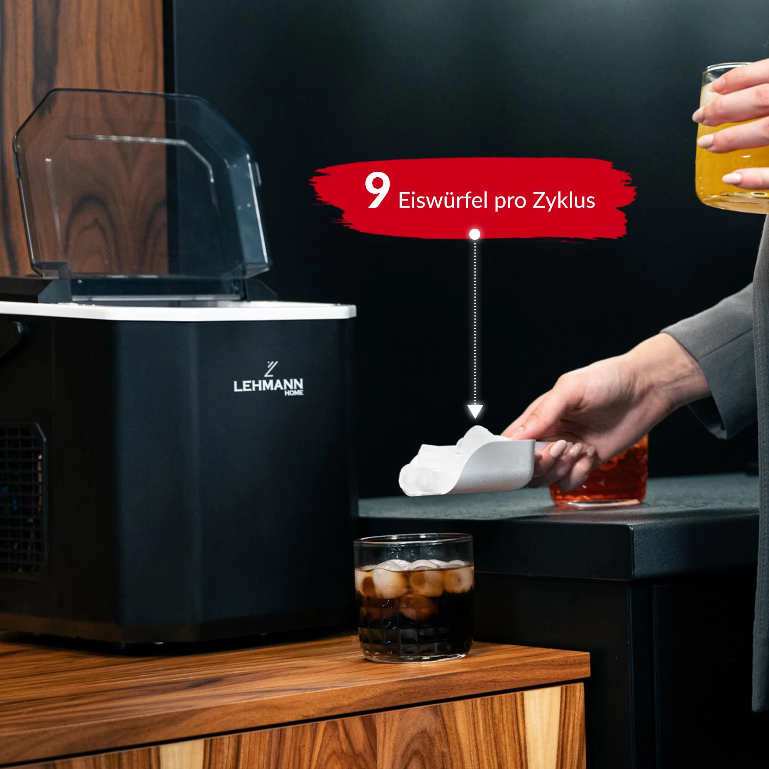 Lehmann Frosty – Kostkarka do Lodu 12kg/24h, Cicha, Kompaktowa, Automatyczne Czyszczenie, Regulacja Rozmiaru Kostek, Timer – Idealna do Domu i na Imprezy