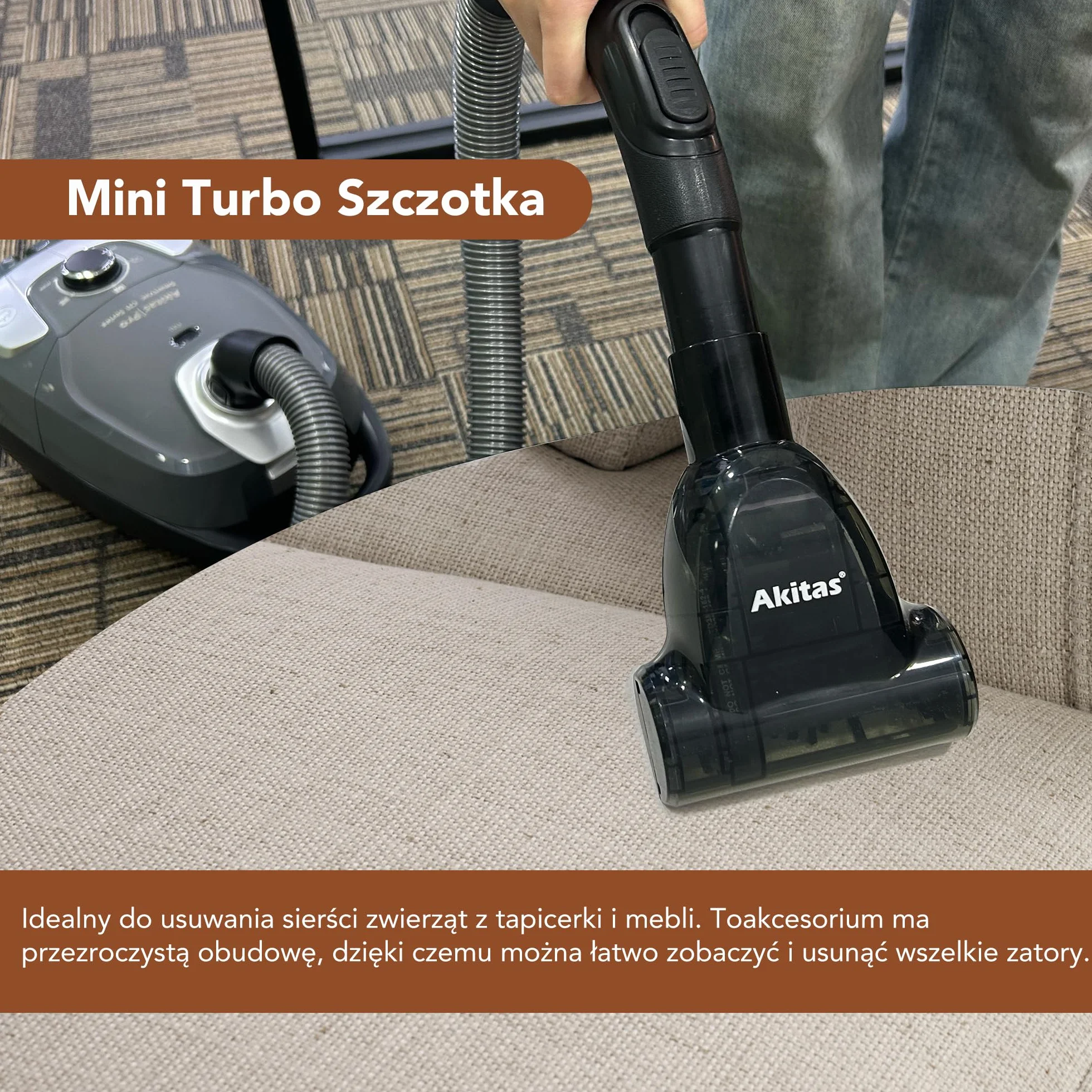 Odkurzacz workowy Akitas C11 Pet 900W z turboszczotką 7m przewód 10m zasięg 70dB