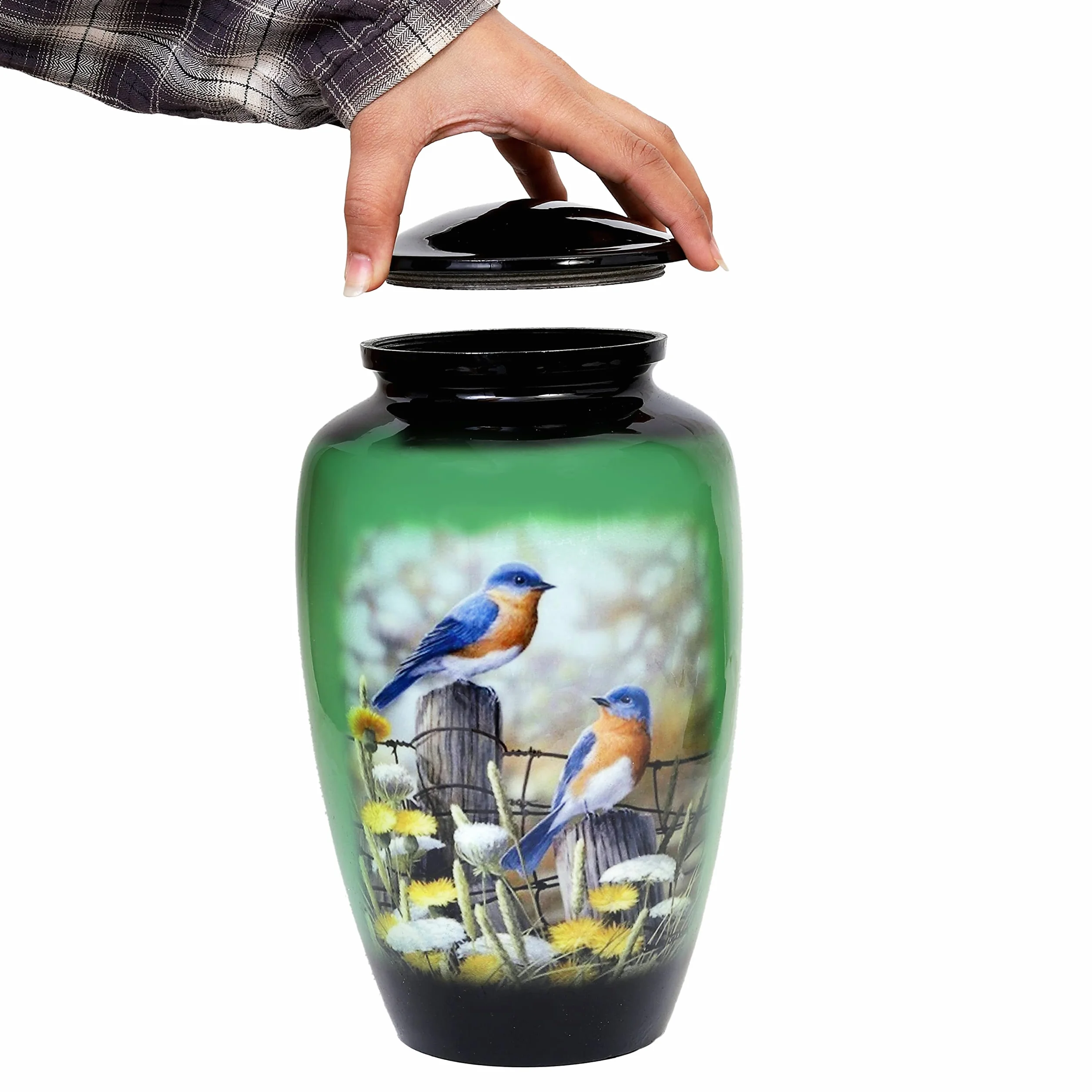 HLC Lovely Humming Bird Urna kremacyjna dla dorosłych - ręcznie wykonana urna na prochy ludzkie (90 kg - 10,5 x 15 cm)