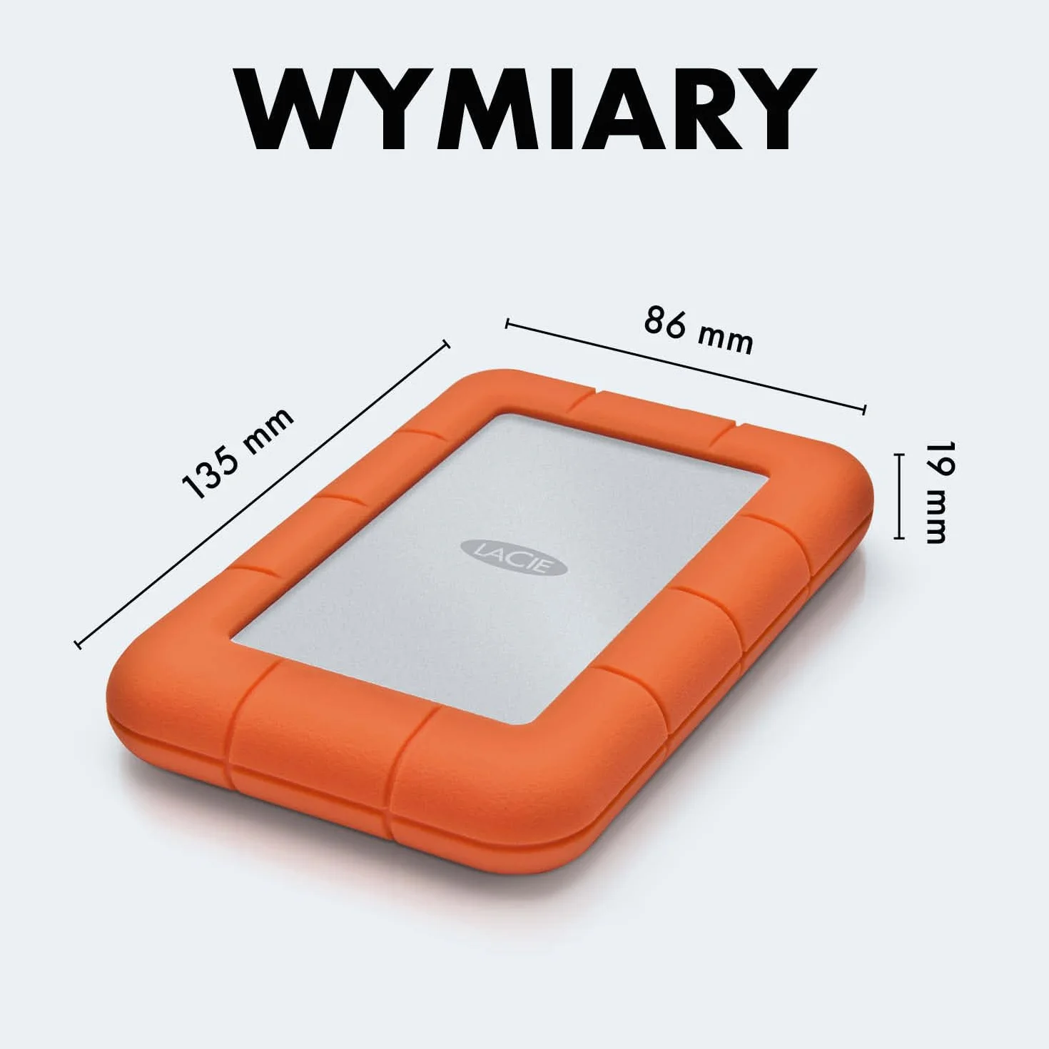 LaCie Rugged Mini 1TB, Zewnętrzny dysk twardy przenośny, 2.5", PC Mac iPad & iPhone, Data Rescue Service (LAC301558)