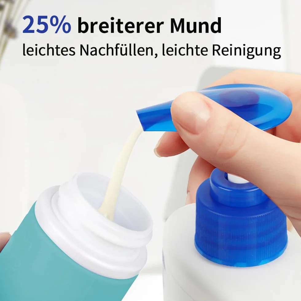 Opret Zestaw 4 silikonowych butelek podróżnych, 60 ml, szczelne, do wielokrotnego napełniania, przenośne pojemniki do szamponu, kremów, odżywki, nie zawierają BPA i posiadają certyfikat TSA