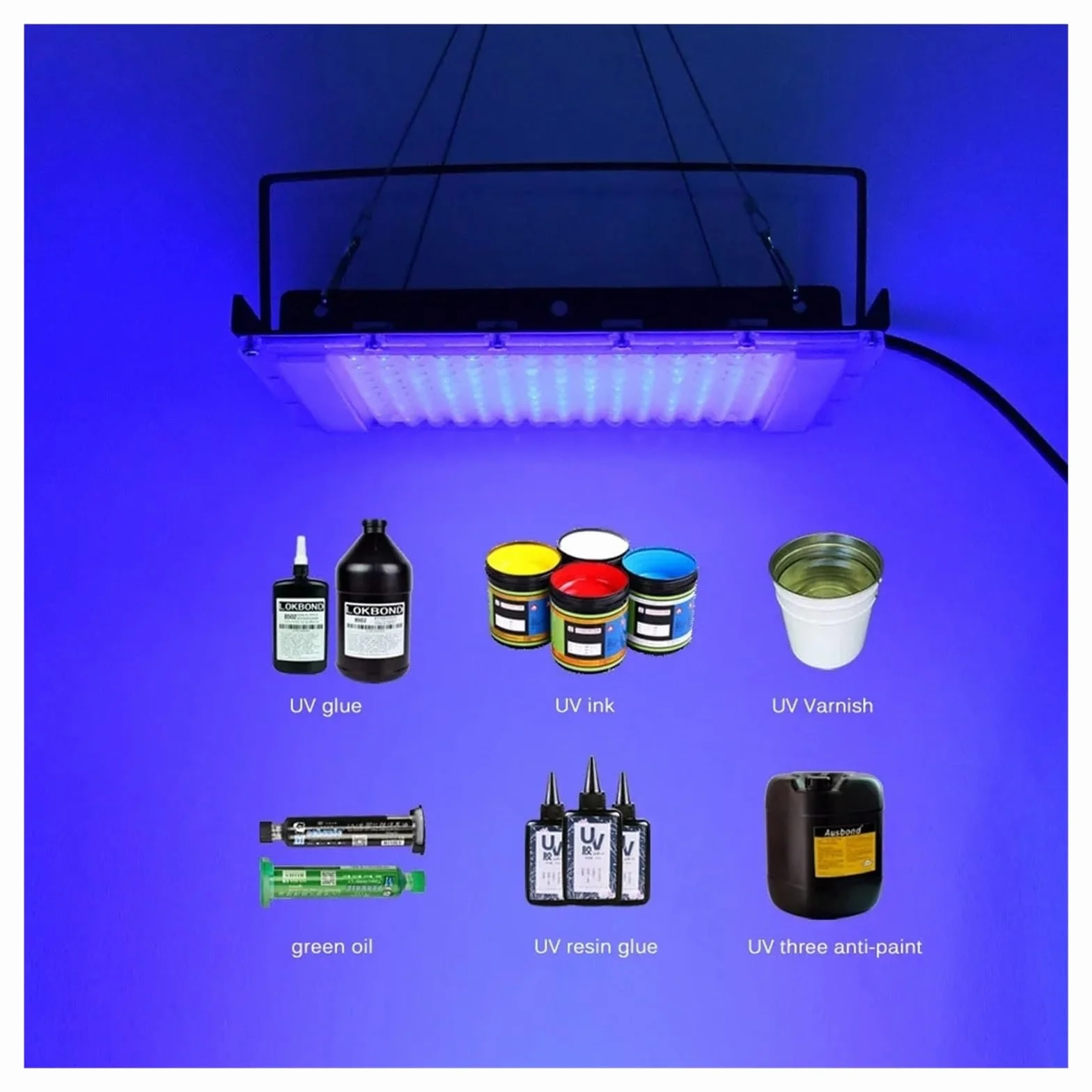100 W 300 W 365 nm 395 nm 405 nm Lampa UV do utwardzania żywicy Fluorescencyjna detekcja Bezcieniowa lampa do utwardzania kleju Zielona żywica olejowa Obudowa do utwardzania DIY(365nm X 395nm,100W)