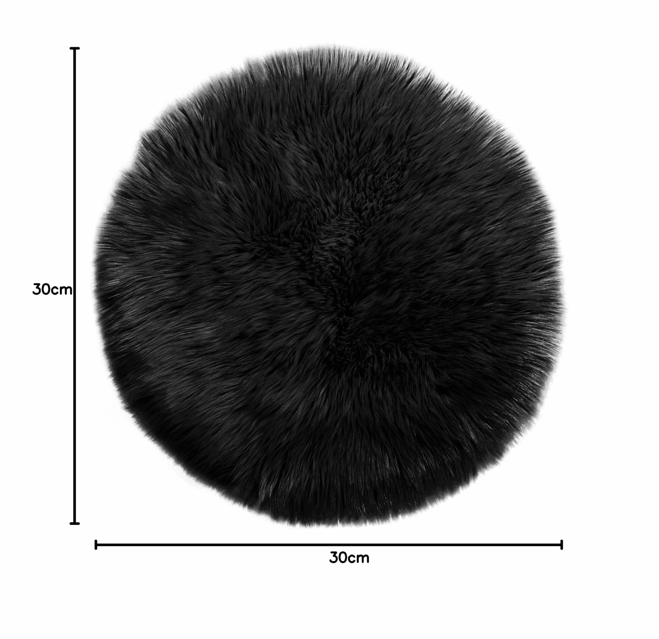 Dywan Z Imitacji Owczej Skóry Czarny 30cm Okrągły Sztuczne Futro Zmywalny
