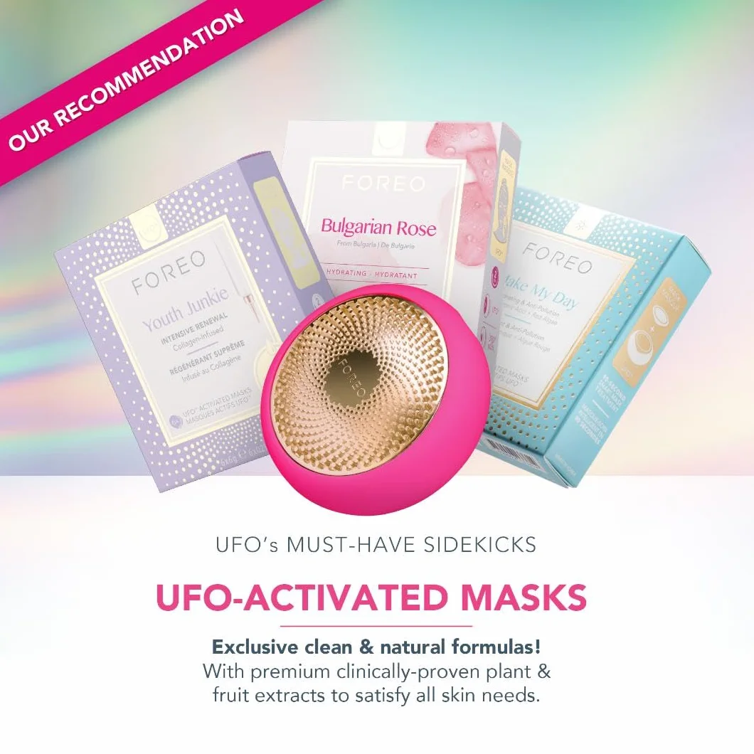 FOREO UFO 2 najlepsze 2-minutowe urządzenie do pielęgnacji skóry twarzy z ciepłem/chłodzeniem/terapią światłem LED/masażem sygnalizacyjnym, nawilżające i odmładzające