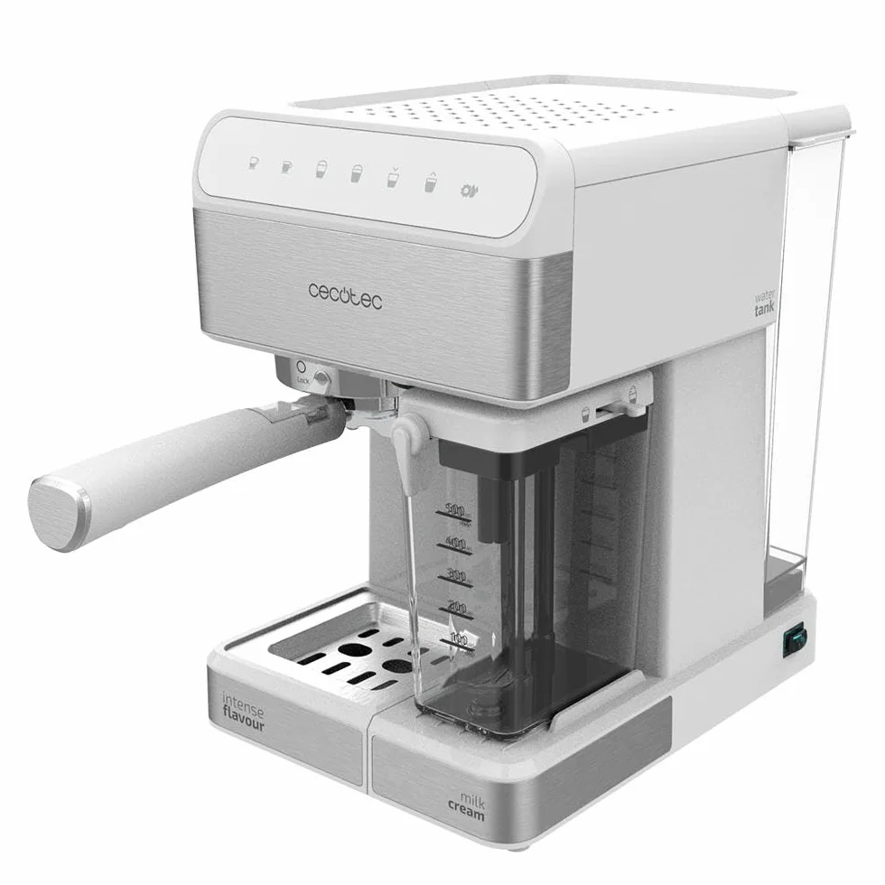 Cecotec Półautomatyczny ekspres do kawy, Power Instant-ccino, 20 barów ciśnienia, pojemność 1,4 l, system grzewczy ThermoBlock i wyjmowany zbiornik na mleko Touch White