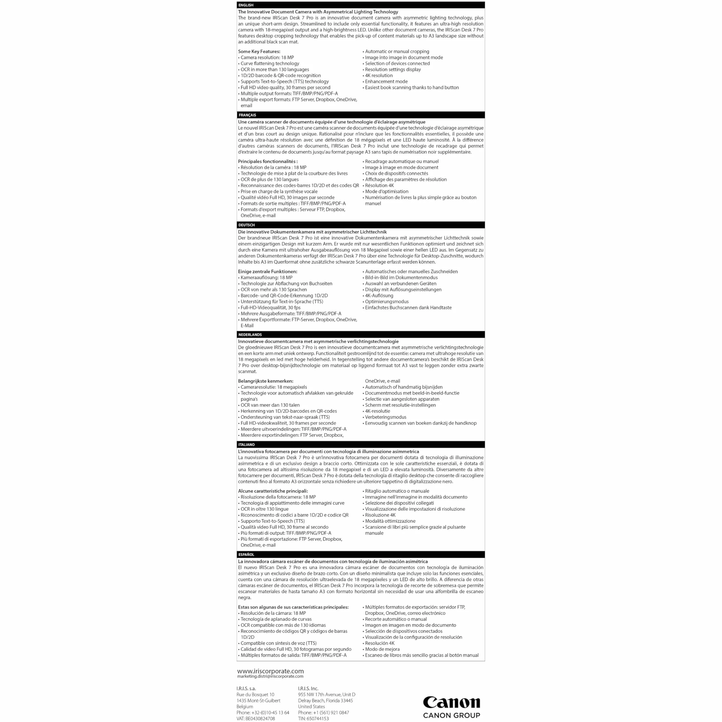 IRIScan Skaner dokumentów biurkowych, skaner ksi??ek - v7pro:4K UltraHD | 18MP | 600dpi | przeno?ny skaner | wizualizator | kamera dokumentalna |OCR|IA sp?aszczenie| skanowanie automatyczne | usuwanie