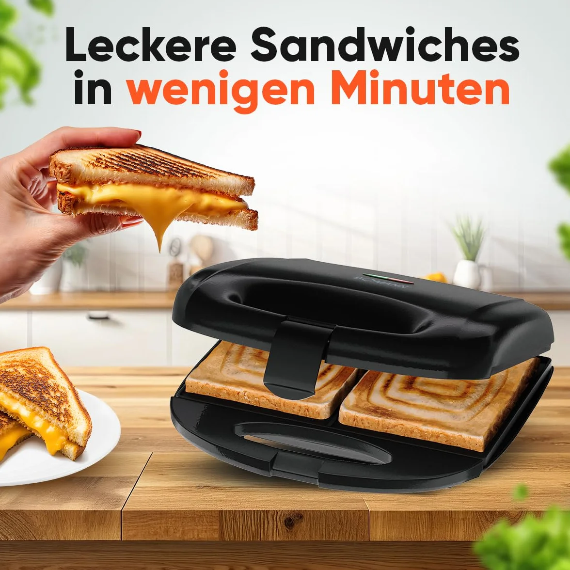 Bomann ST6074CB Urządzenie do pieczenia kanapek Croque-Monsieur czarne kwadratowe