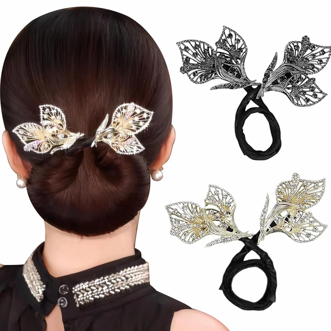 2 sztuki Rock Crystal Flower Hair Akcesoria do włosów, francuski twórca koka skręcanie włosów, Twist Curler Pączek Pączek Twist Maker do włosów