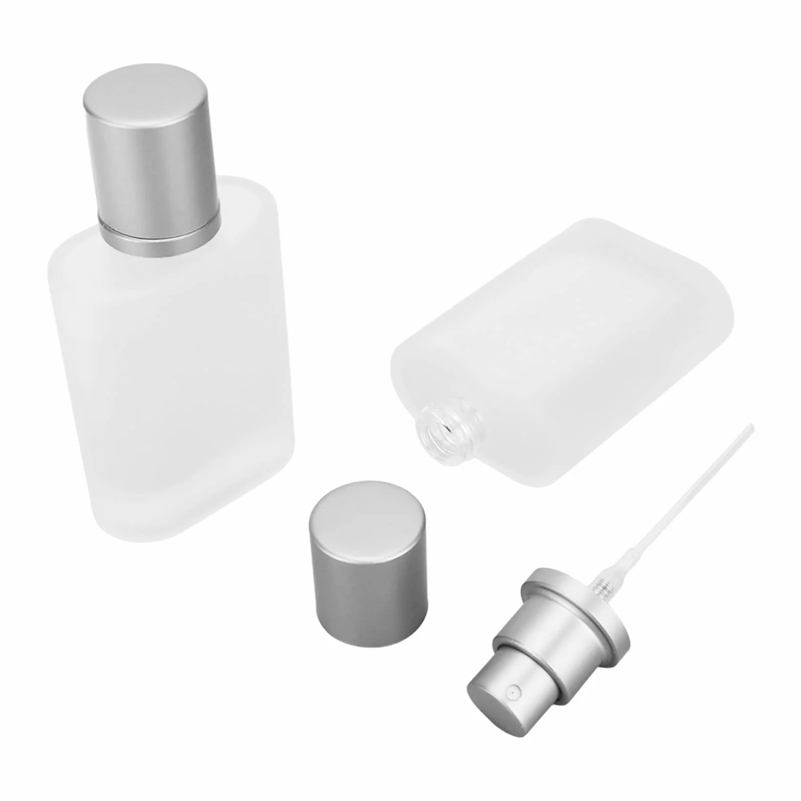 2 szt. 50 ml butelka z rozpylaczem do perfum, grube szkło przezroczyste, wielokrotnego napełniania, podróżna pusta butelka, szczelny atomizer do perfum, do olejków eterycznych, podróż do domu