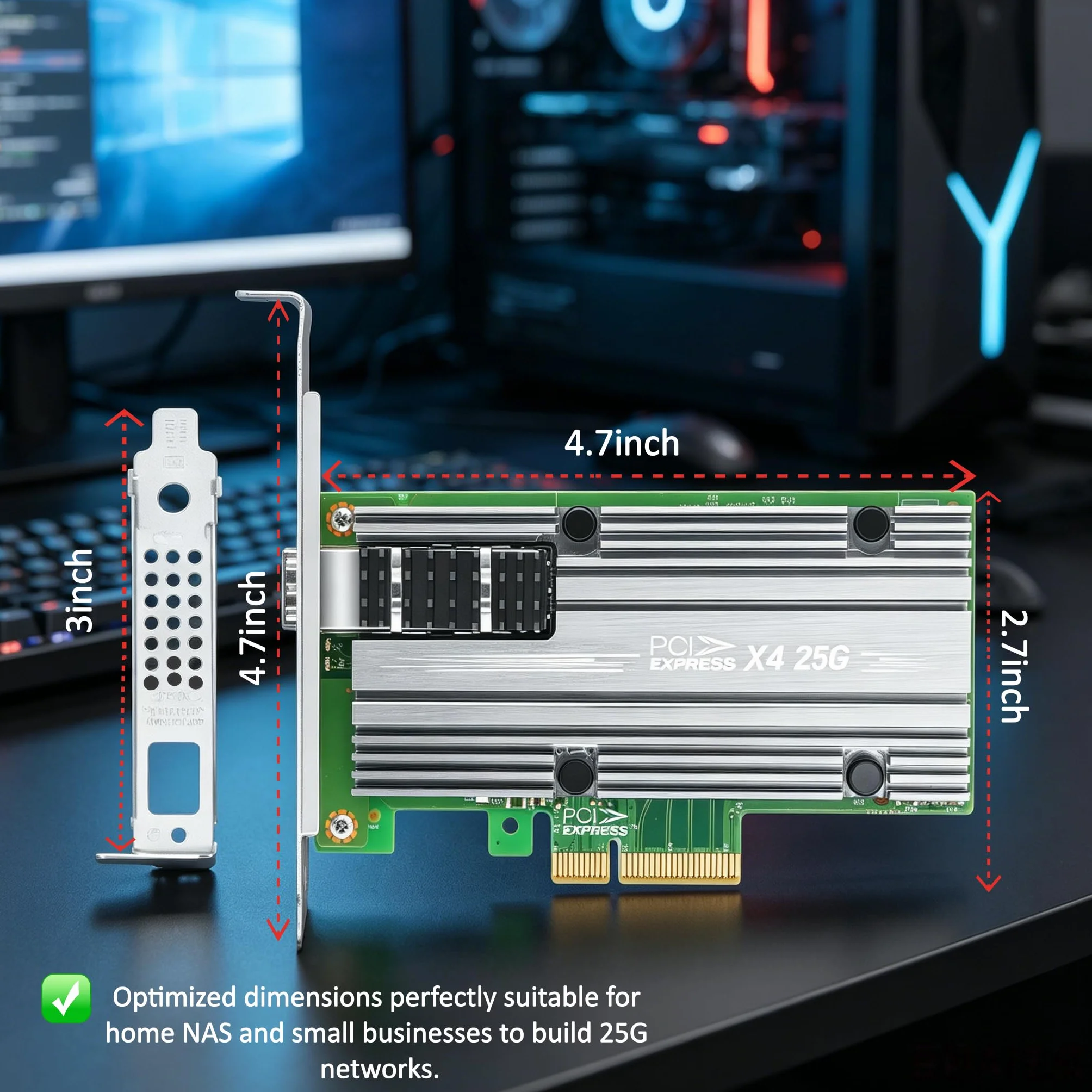 do serwera Ethernet Mellanox ConnectX4 25 GB, PCIe 3.0 X4, 1 x porty SFP28, RDMA, 25/10/1 Gb/s, 25 Gigabit NIC obsługa Windows Server/Windows/Ubuntu/Linux