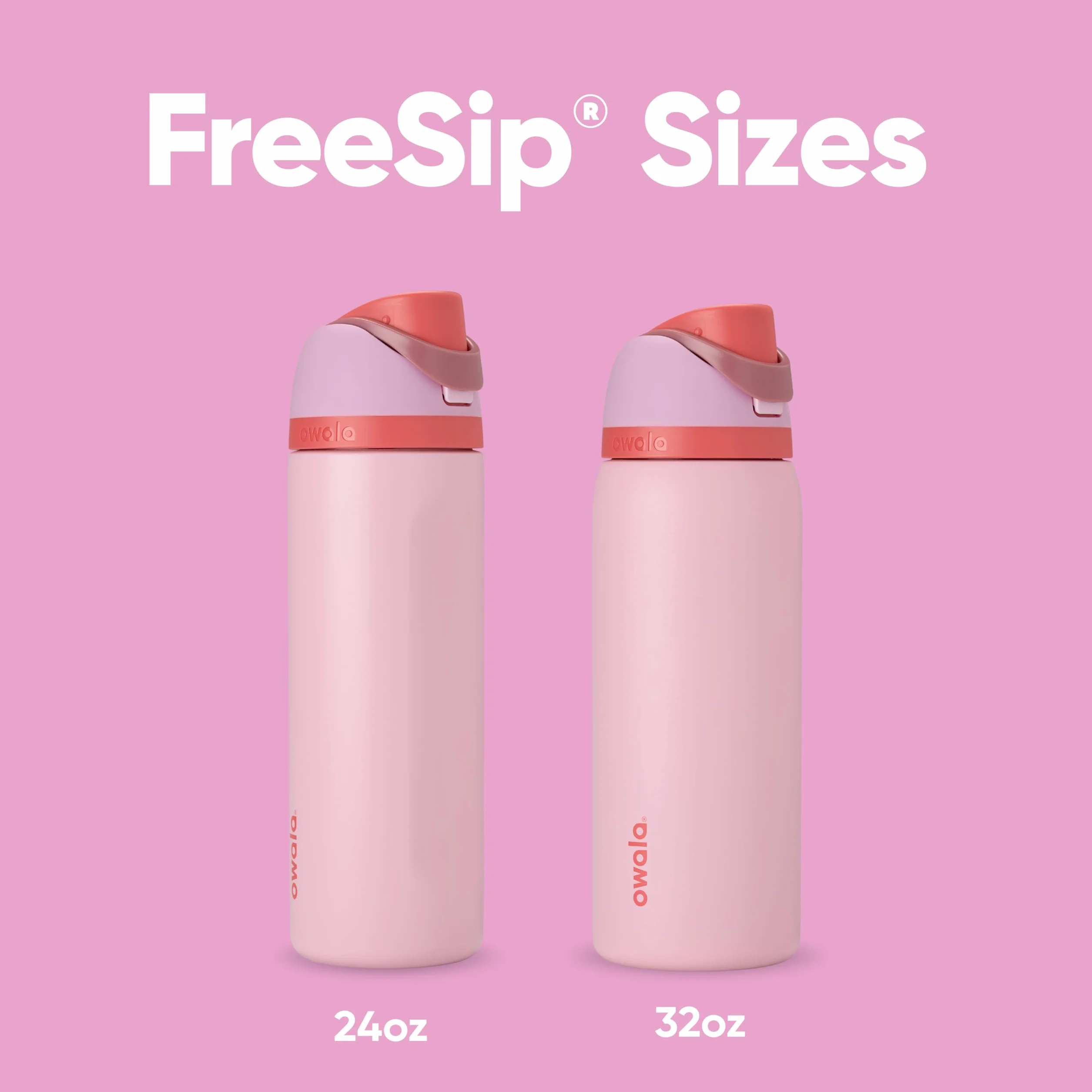 Owala FreeSip Izolowana butelka na wodę ze stali nierdzewnej ze słomką, do uprawiania sportu i podróży, sportowa butelka na wodę bez BPA, 900 ml, różowa, Angel Food Cake