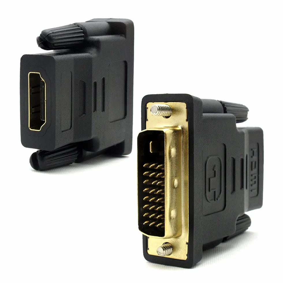 Adapter DVI na HDMI, DVI-D 24+1 wtyczka na gniazdo HDMI, adapter DVI HDMI do PC karty graficznej monitora, projektora, projektora, Plug & Play, czarny