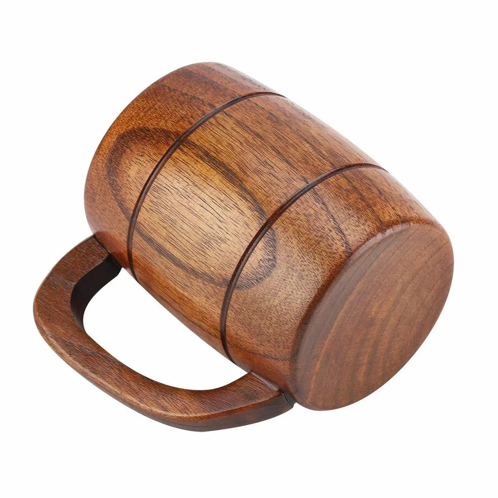 GLOGLOW Drewniany kubek do piwa 8 cm średnicy 10,8 cm wysokości