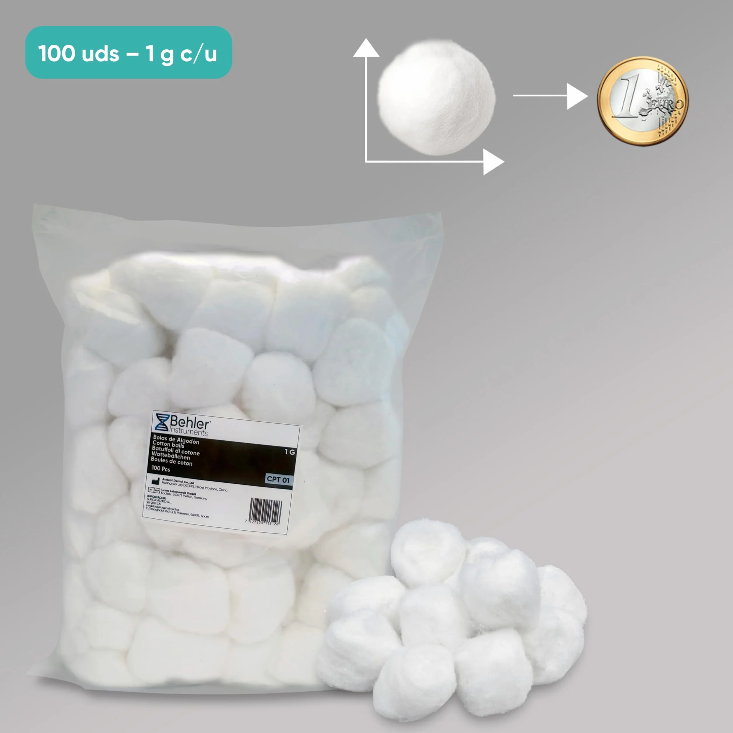Kulki bawełniane kosmetyczne 100 g (ok. 100 szt.), 100% bawełna, białe – miękkie i chłonne do demakijażu, toniku, manicure i higieny, do domu i podróży
