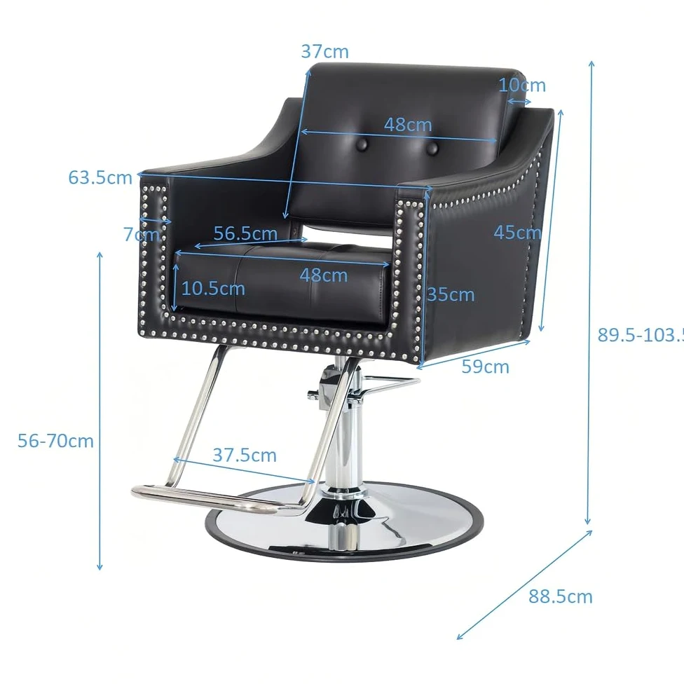 Fotel Fryzjerski, Hydrauliczny Fotel Fryzjerski, Hydrauliczny PodnośNik Z Obrotem O 360°, WyposażEnie Salonu Kosmetycznego, SkóRzany I Nitowany,Beige