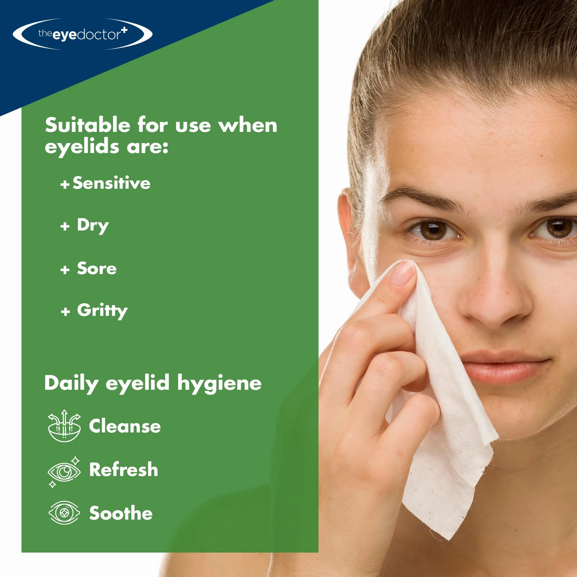 The Eye Doctor Herbaciane Drzewo Chusteczki Do Powiek - 40 Jednorazowych Chusteczek Do Powiek Z Drzewa Herbacianego - Odpowiednie Dla Wrażliwych Oczu, Suchych Oczu, Blepharitis, MGD I Demodex