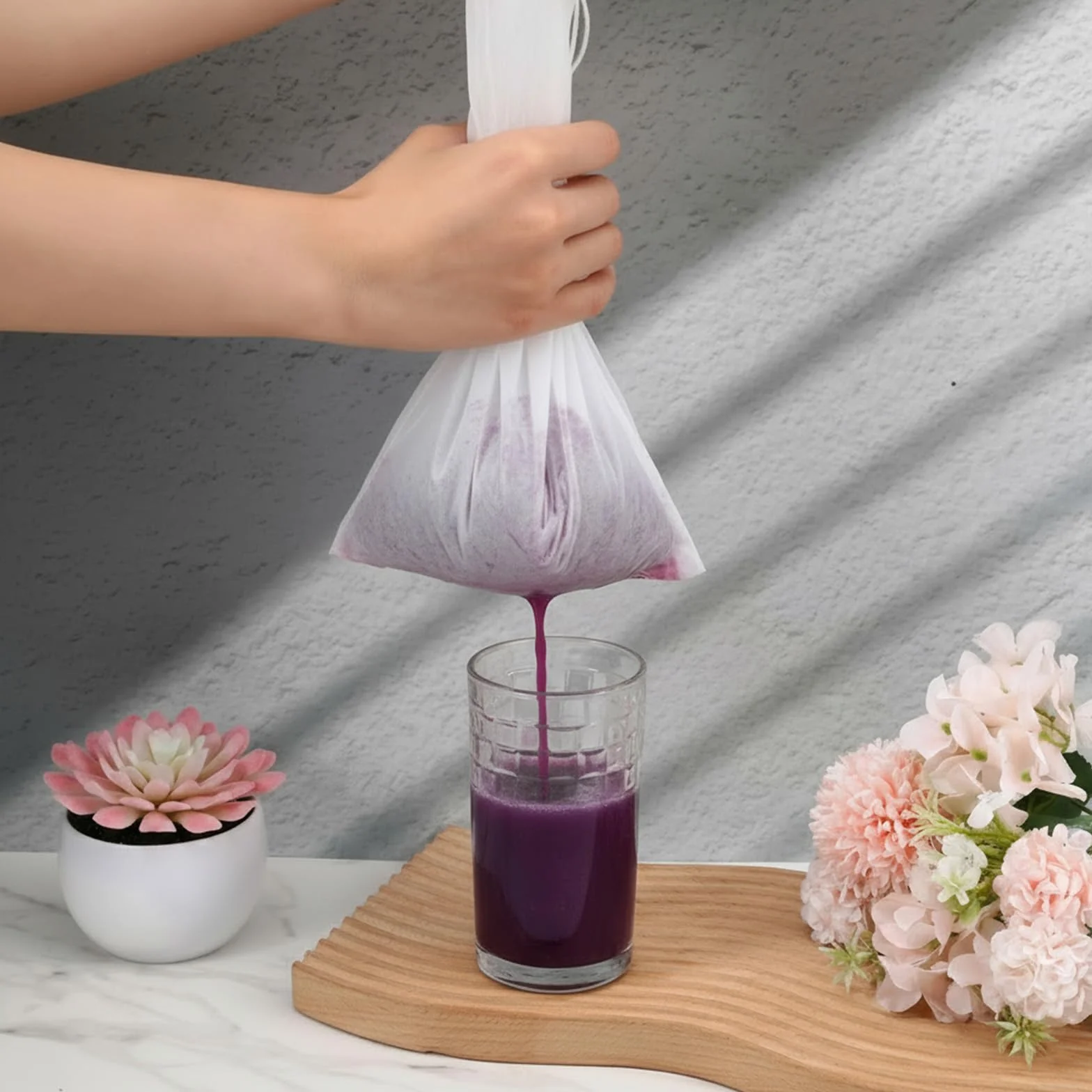 ElevateTech Worek na mleko orzechowe, wielokrotnego użytku, 30 x 20 cm, sitko do soków, drobnej siatki, nylonowe, do odcedzania, soku owocowego, sera, na zimno, do kawy, herbaty, jogurtu, 10 szt