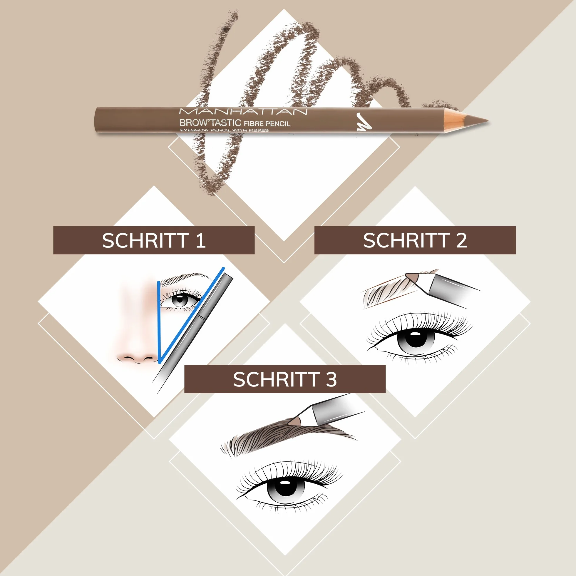 Manhattan Brow'Tastic kredka do brwi – jasnobrązowa kredka do brwi z wypełniającymi włóknami dla gęstszych i zdefiniowanych brwi – kolor Light 001 – 1 x 1,1 g