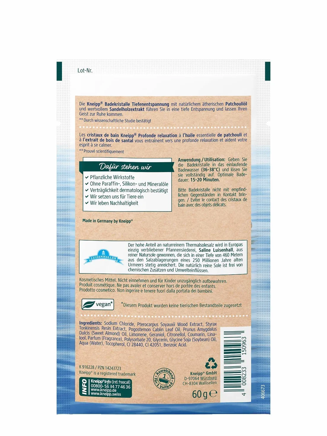 Kneipp Paczula Sól do Kąpieli, 60 g