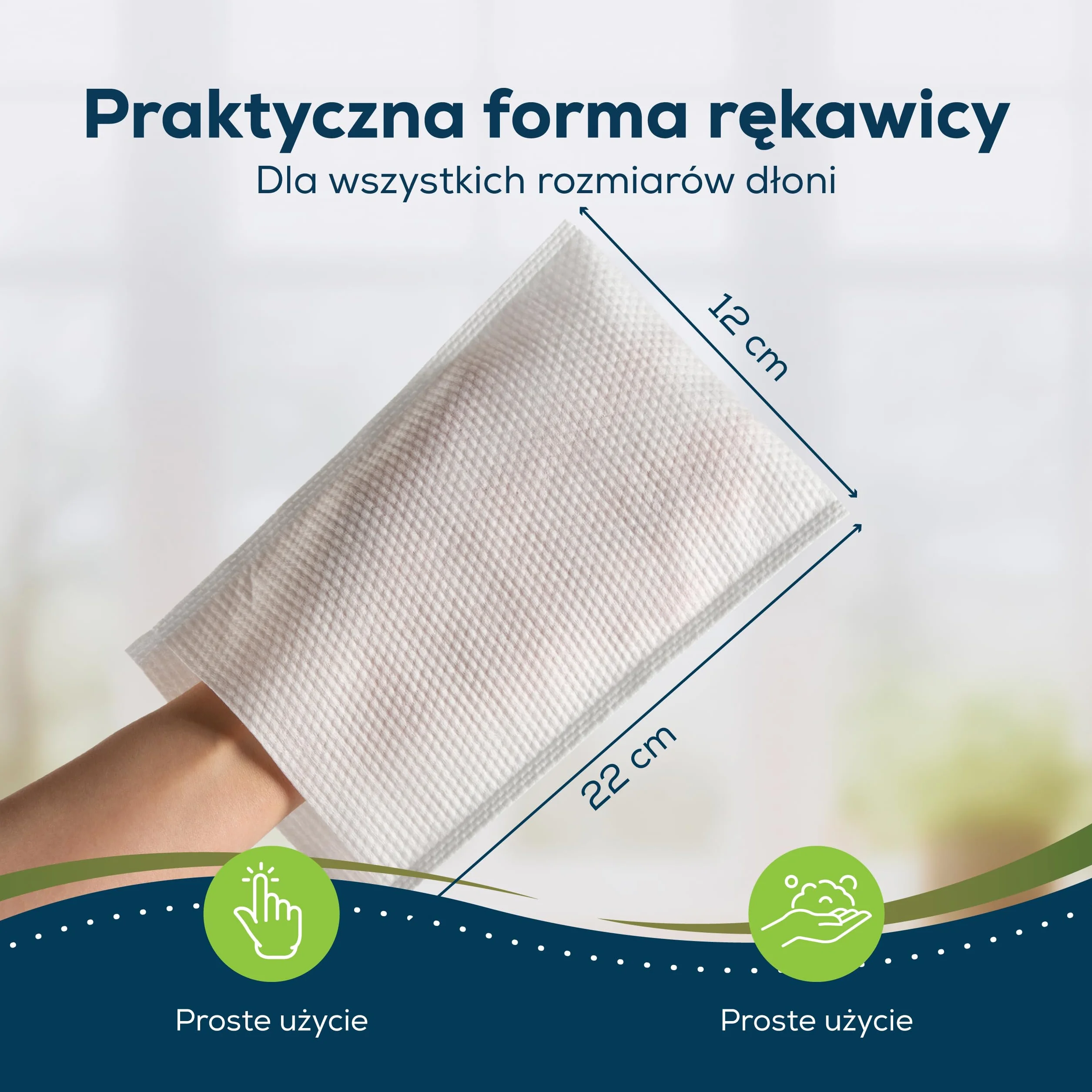 Sensalou Jednorazowe wilgotne rękawiczki do kąpieli dla dorosłych - wilgotne chusteczki (8 sztuk)