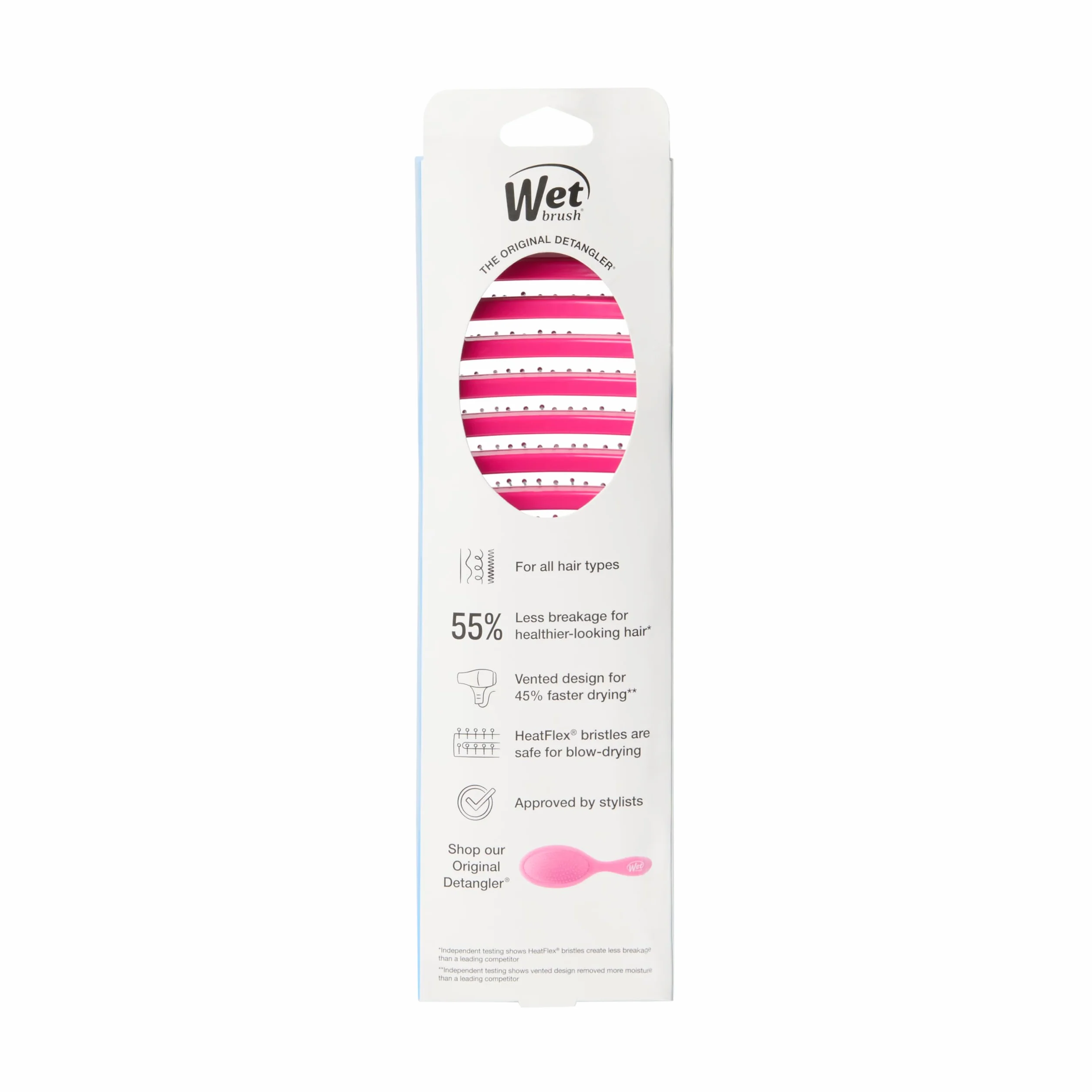 WetBrush Speed Dry Detangler with Heat Resistant Heatflex Bristles and Open Vent Design to Dry Hair Faster, Wet Brush Detangler Is Gentle on Hair, For All Hair Types, Pink