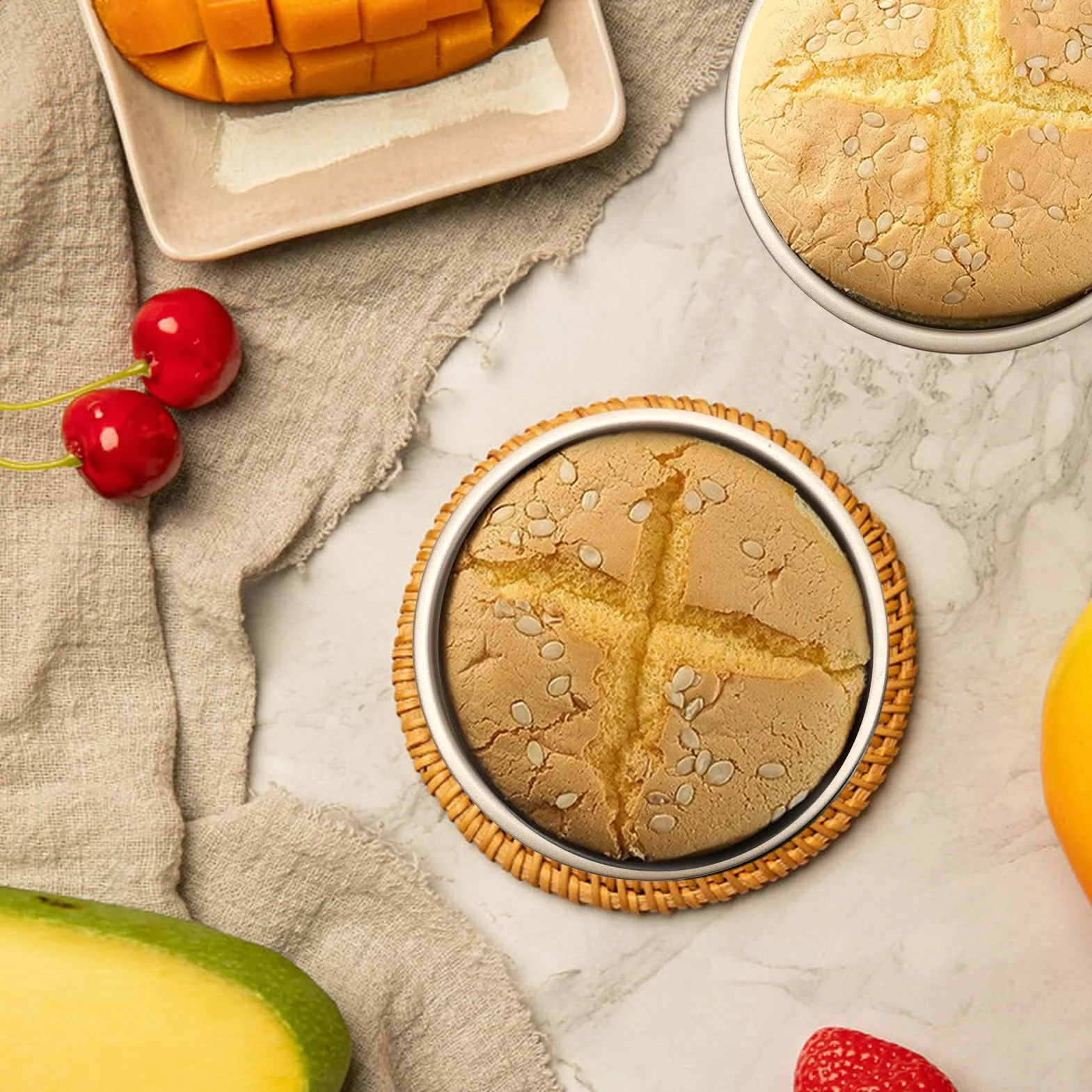 IVEOPPE Okrągła forma do pieczenia, okrągła, 15 cm, 2 sztuki, okrągła forma do ciasta ze stali nierdzewnej z powłoką zapobiegającą przywieraniu, nadaje się do ciast, ciast, ciast, lasagned, złota