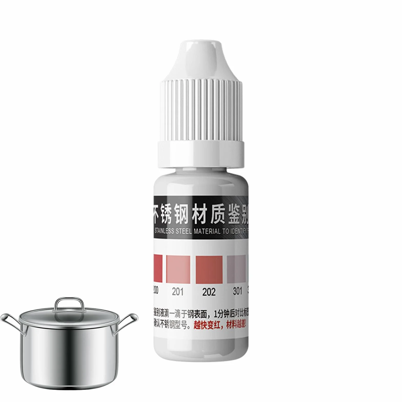 Stainless Steel Test Liquid, 304 Identification Agent, Portable Metal Detector Tool, Food Beverage Utensil Checker for Differentiating 200 201 202 301 304 316