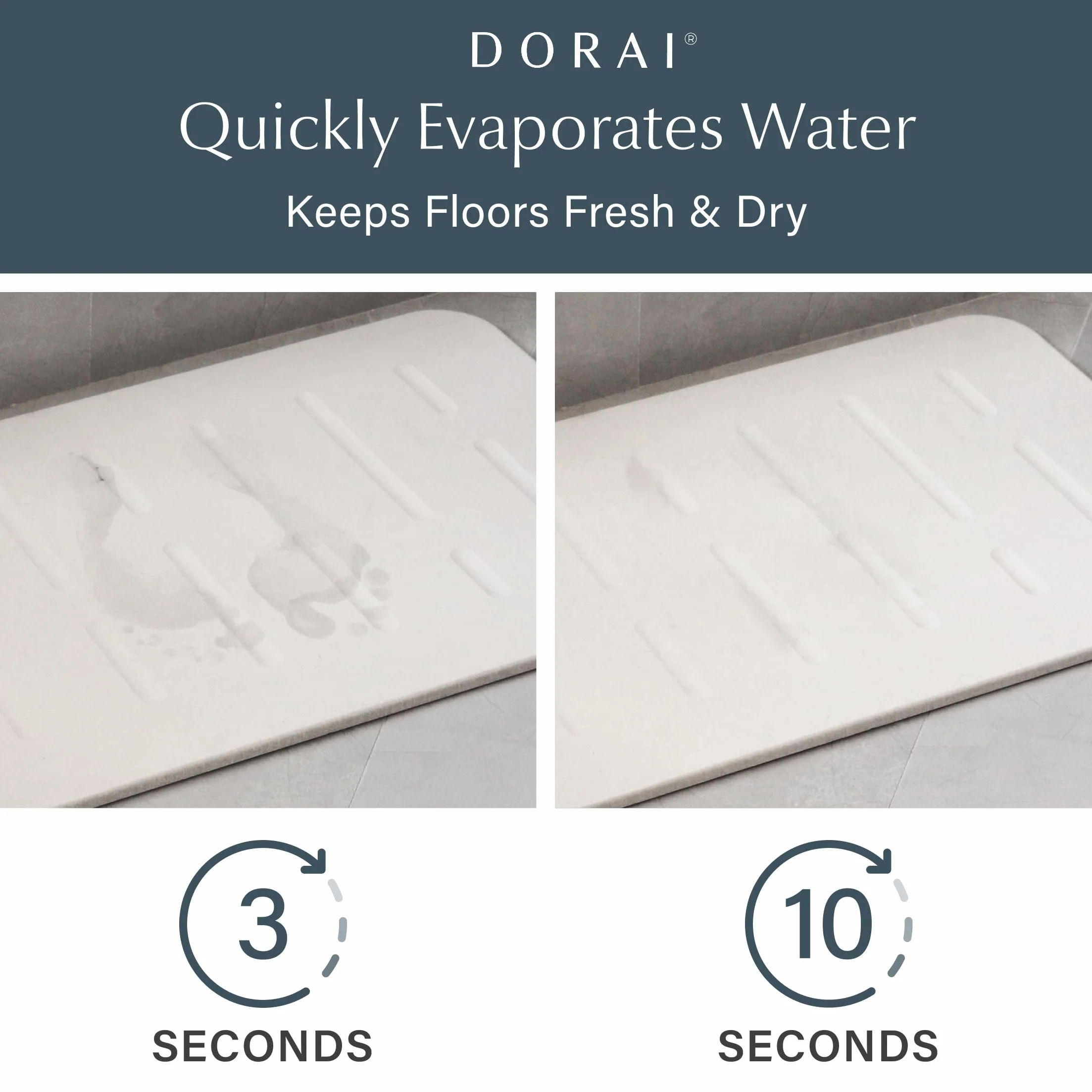 Dorai Home Bath Stone Mat 23.6"x15.4" Diatomite Quick-Dry Non-Slip Rain Sandstone