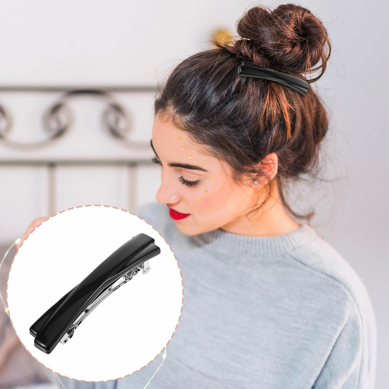 Tyqour 4 sztuki francuskich spinek do włosów dla kobiet, małe, francuskie spinki do włosów, 6,5 cm, automatyczna francuska spinka do włosów do cienkich włosów, w stylu vintage, małe dla kobiet i