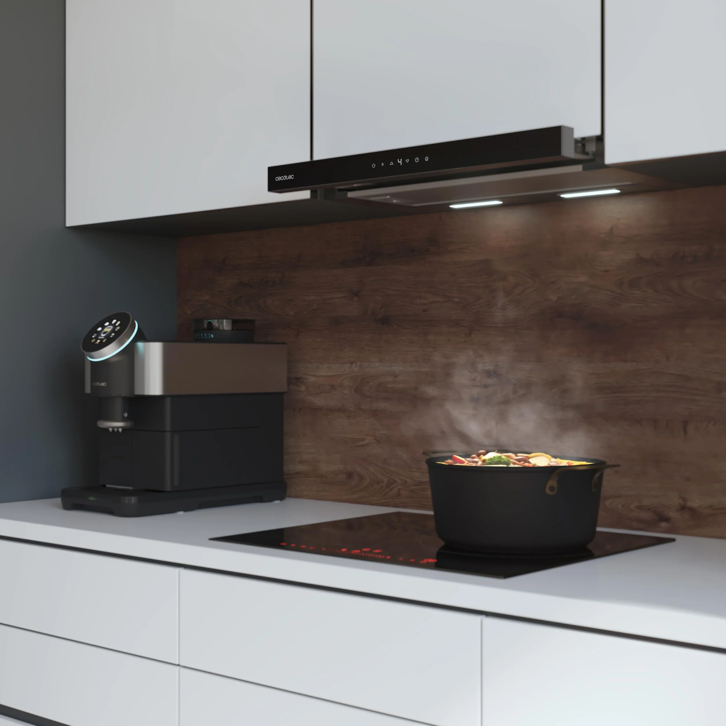 Cecotec Okap Kuchenny 60 cm TLT 605500 Glass Black A++ 70 W 550 m³/h Dotykowy Gesty Filtr Węglowy