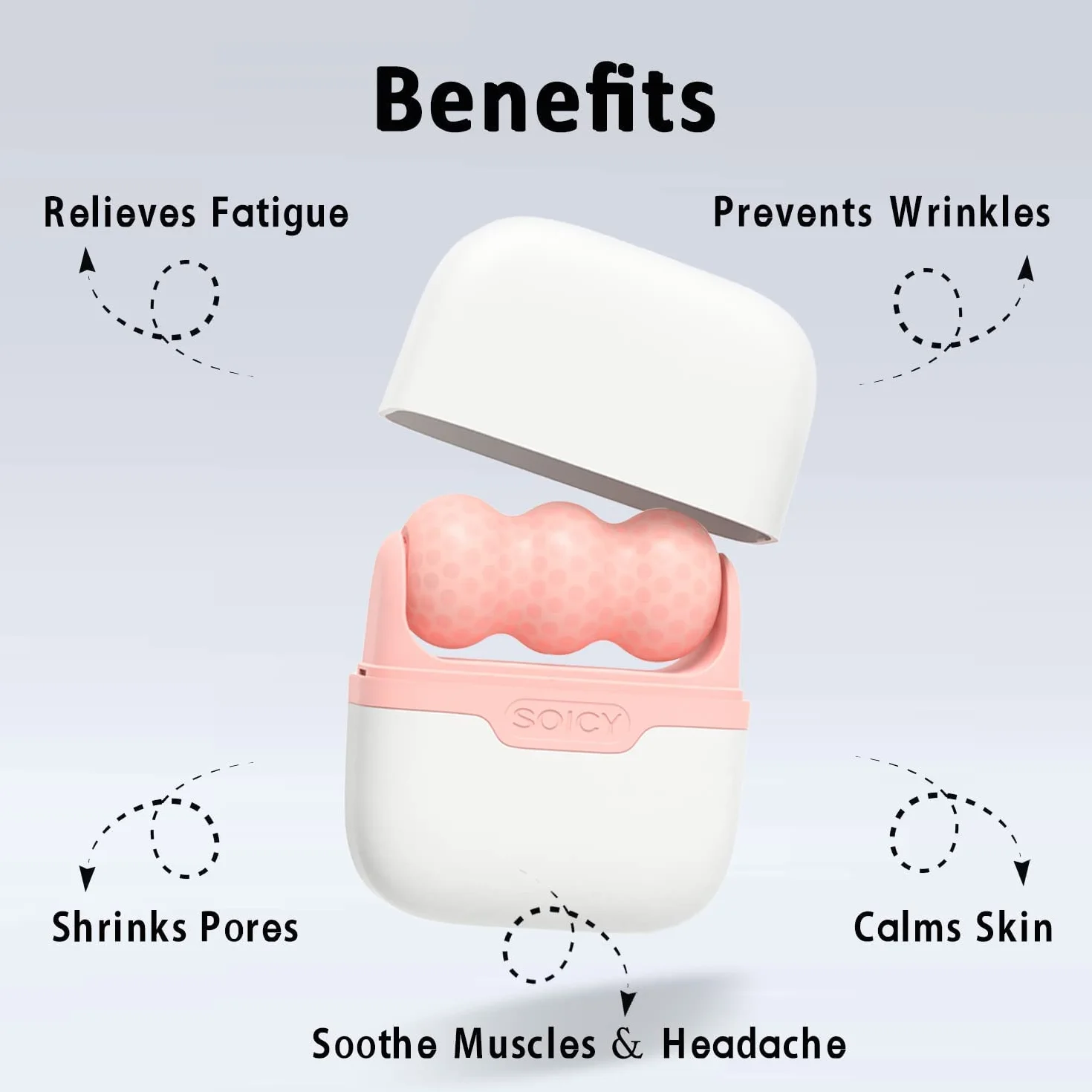 Ice Roller for Face and Eyes – narzędzie do pielęgnacji skóry twarzy z wałkiem 2 w 1 i etui do przenoszenia w celu zmniejszenia obrzęku i łagodzenia migrainy, pain. Prezent dla dziewcząt (różowy)