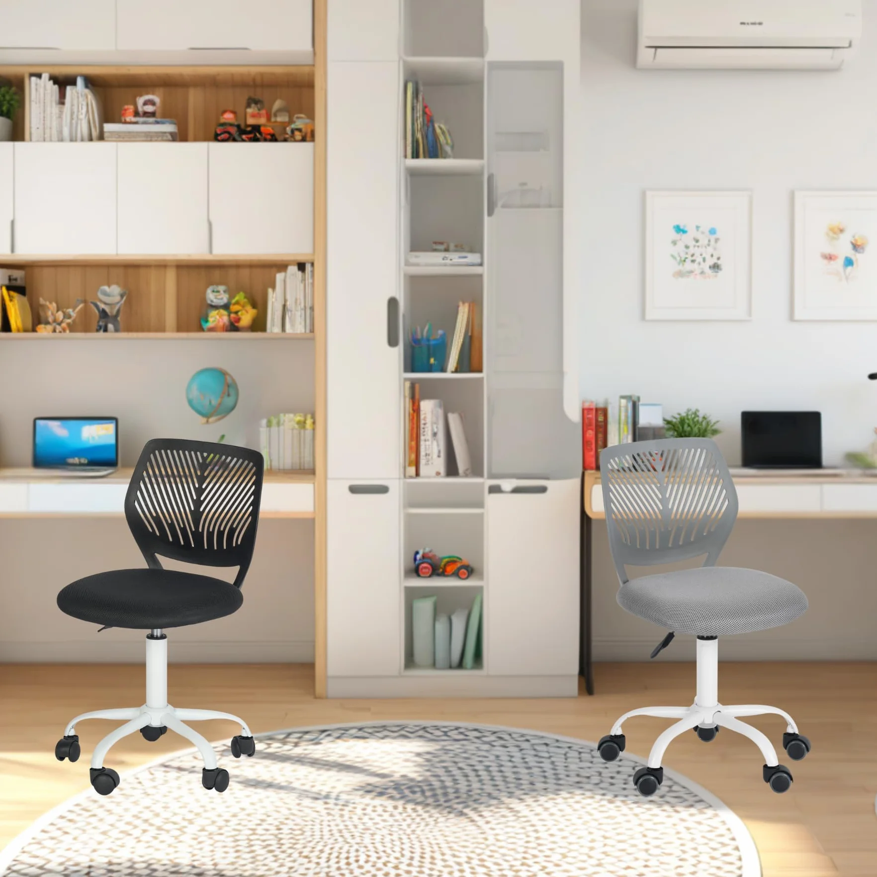 FurnitureR Krzesło biurowe obrotowe regulowane z podłokietnikami szare