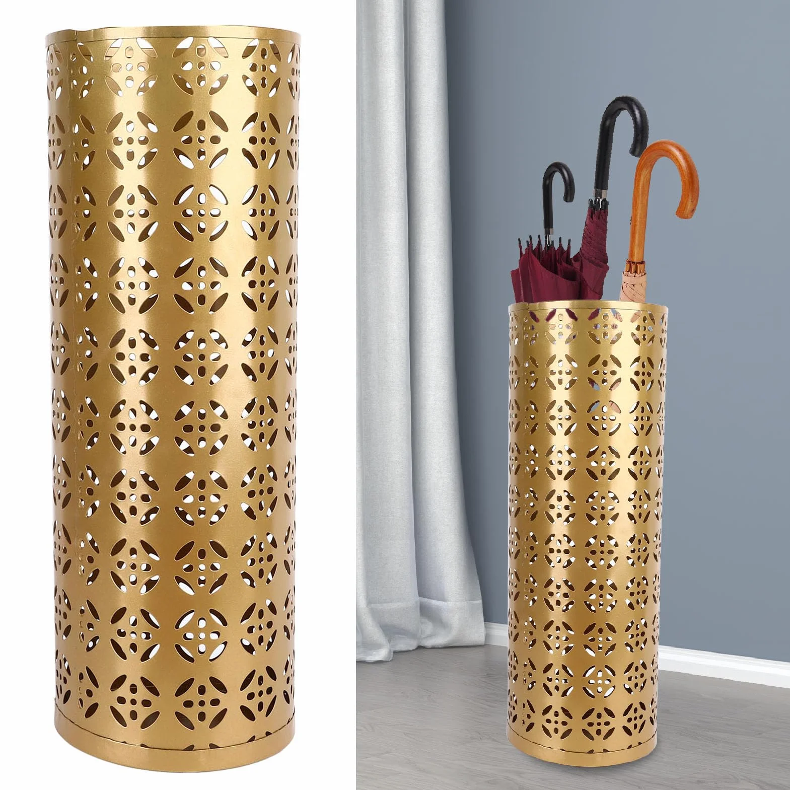 Uchwyt na Parasole do Przedpokoju, Uchwyt na Parasol z Wydrążonym Metalowym Stojakiem na Parasole do Przedpokoju w Domu (Mały 70 x 55 x 45 cm / 27,6 x 21,7 x 17,7 cala #13)
