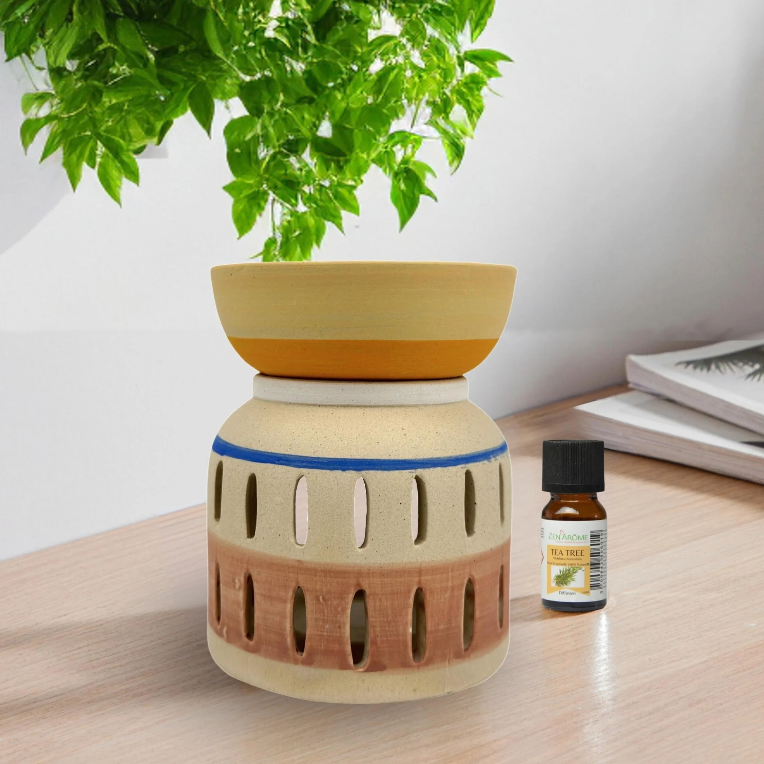 Vaso Perfumy - Seria Creativity - CraftAroma - Łatwa aromaterapia - Ręcznie malowana - Zabawny kreatywny obiekt DIY - Zapachowe wnętrze Rekreacyjne - Kremowy Palnik - 100 ML - H 12 cm - Zen'Arôme