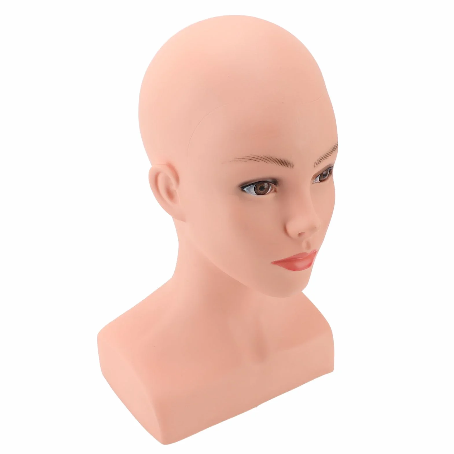 Głowa manekina realistyczna głowa manekina biust peruka stojak na głowę do peruki ekspozycja tworzenie stylizacji, kobieca łysa głowa manekina z ramieniem PVC profesjonalna kosmetologia makijaż twarzy
